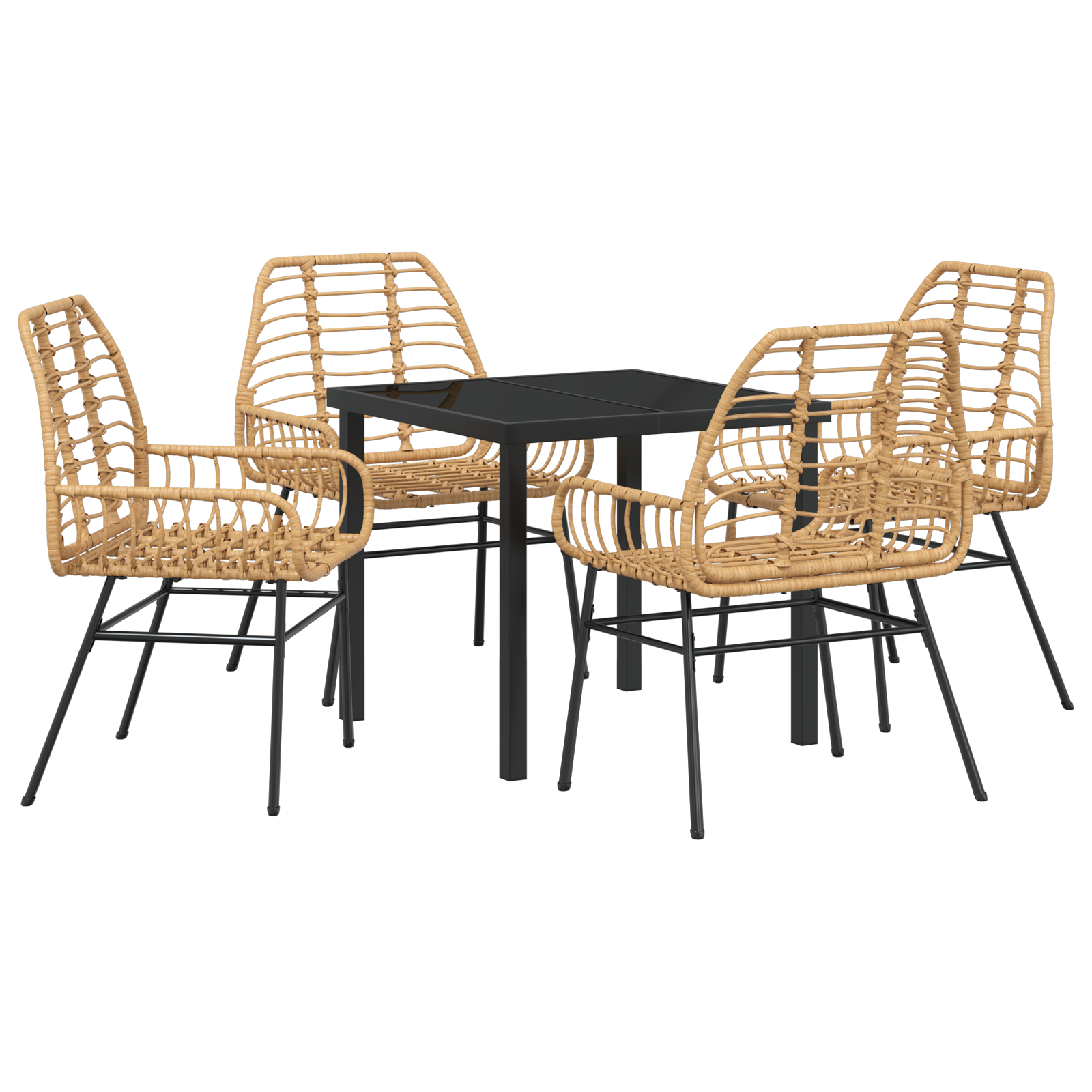 5 Piece Garden Dining Set Brown Poly Rattan - Image 2