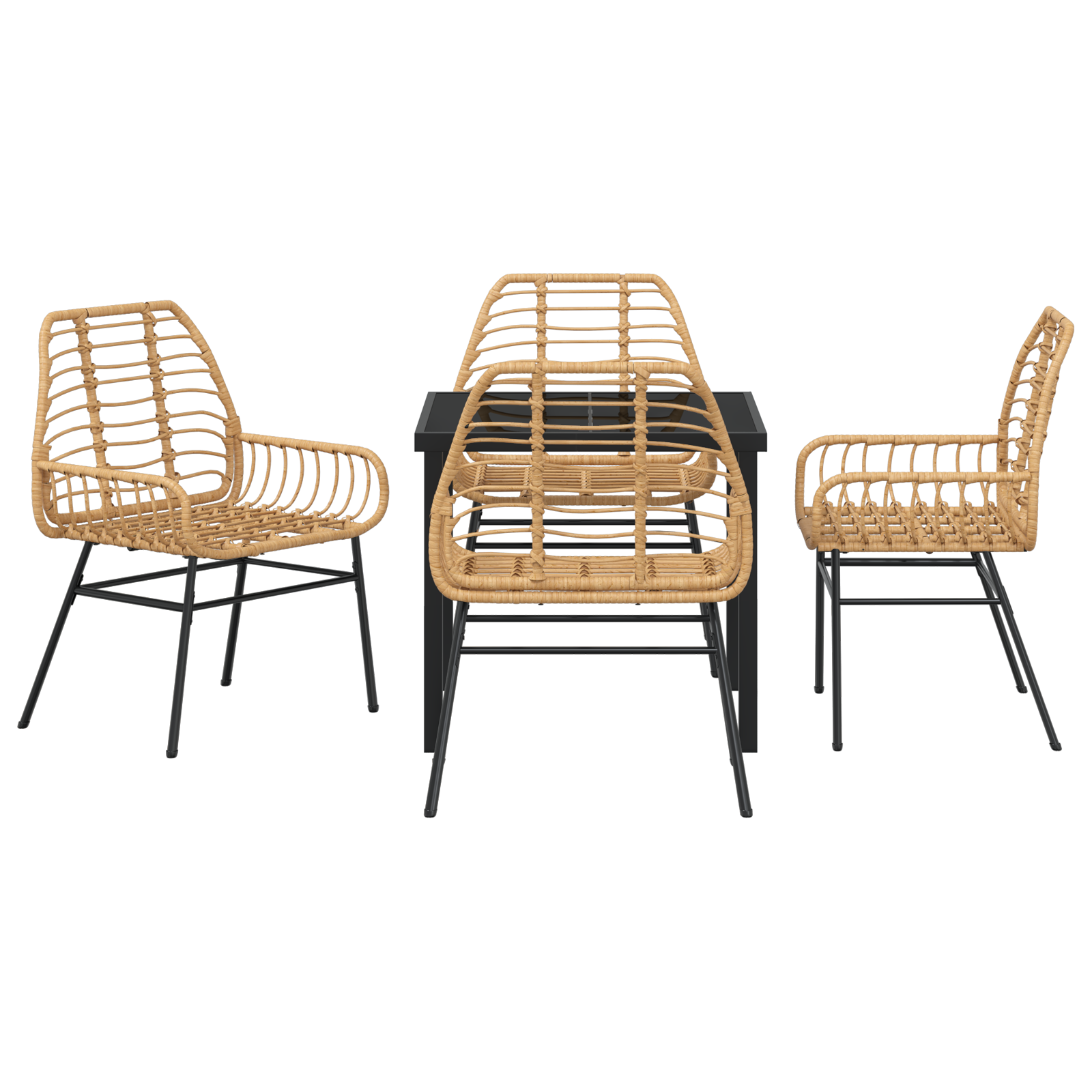 5 Piece Garden Dining Set Brown Poly Rattan - Image 7