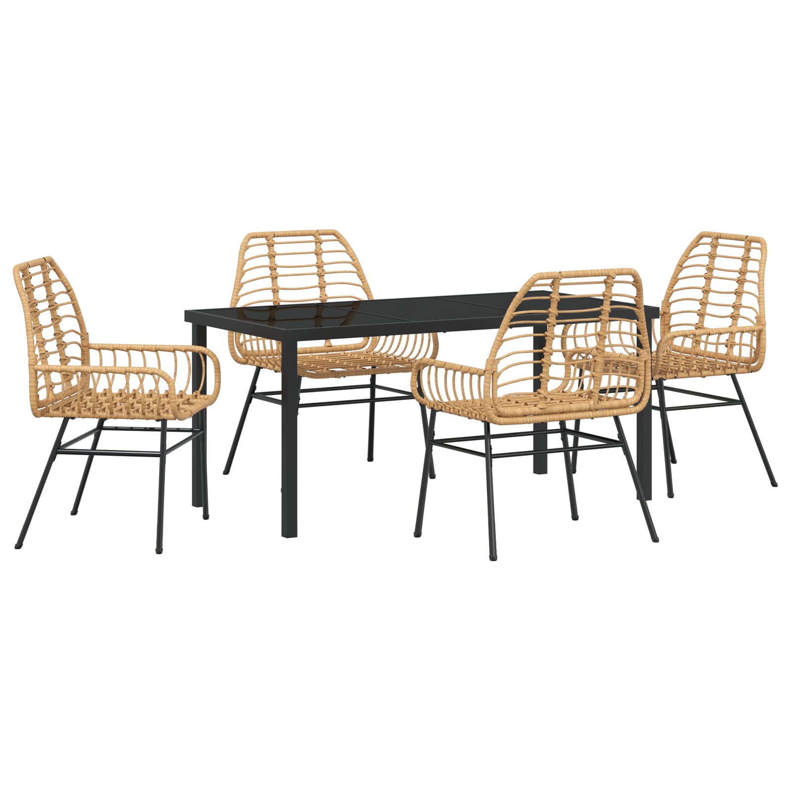 5 Piece Garden Dining Set Brown Poly Rattan - Image 2