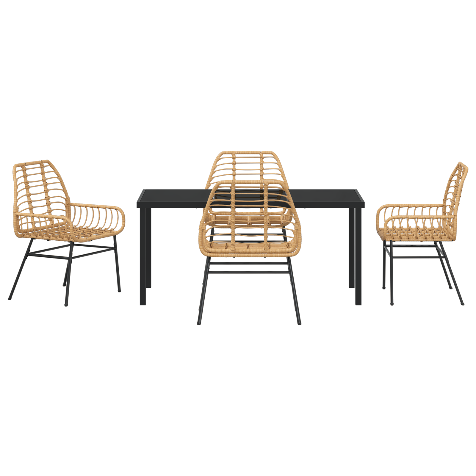 5 Piece Garden Dining Set Brown Poly Rattan - Image 7