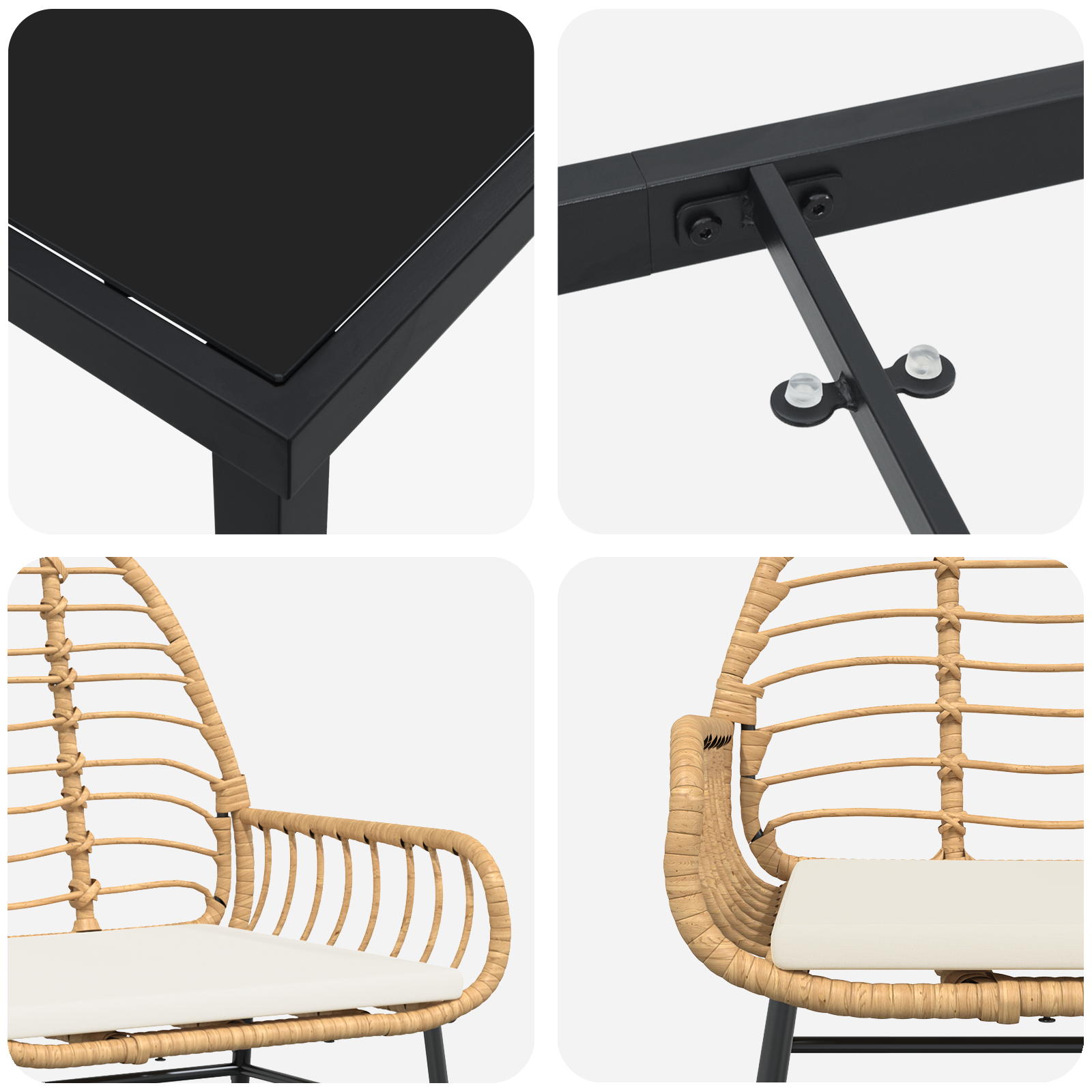 5 Piece Garden Dining Set with Cushions Brown Poly Rattan - Image 9