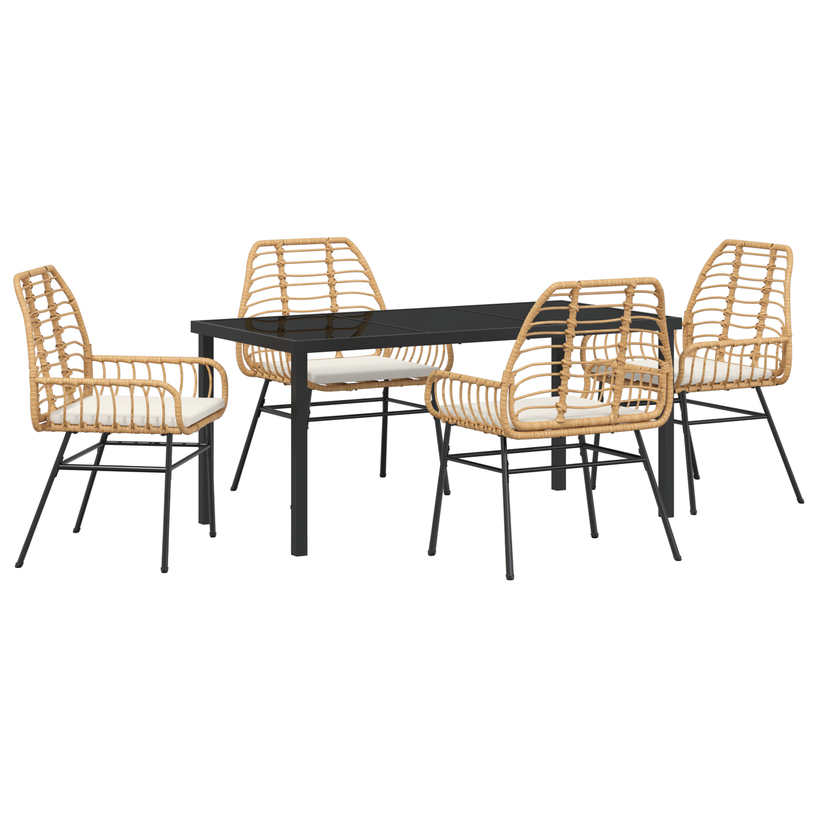 Thumbnail - vidaXL 5-teiliges Garten-Essgruppe mit Kissen Braun Poly-Rattan