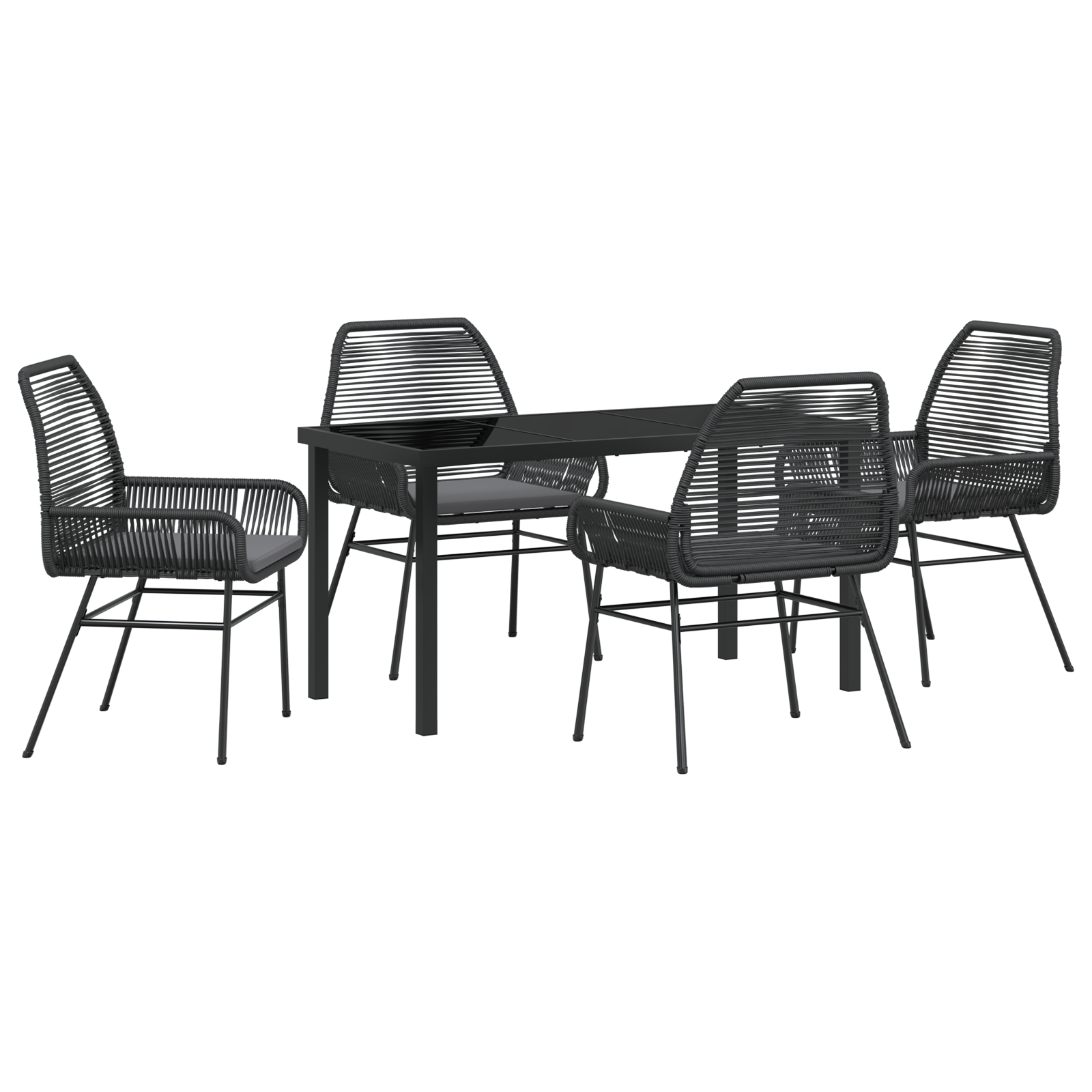 Thumbnail - vidaXL 5-teiliges Garten-Dining-Set mit Kissen Schwarz Poly Rattan