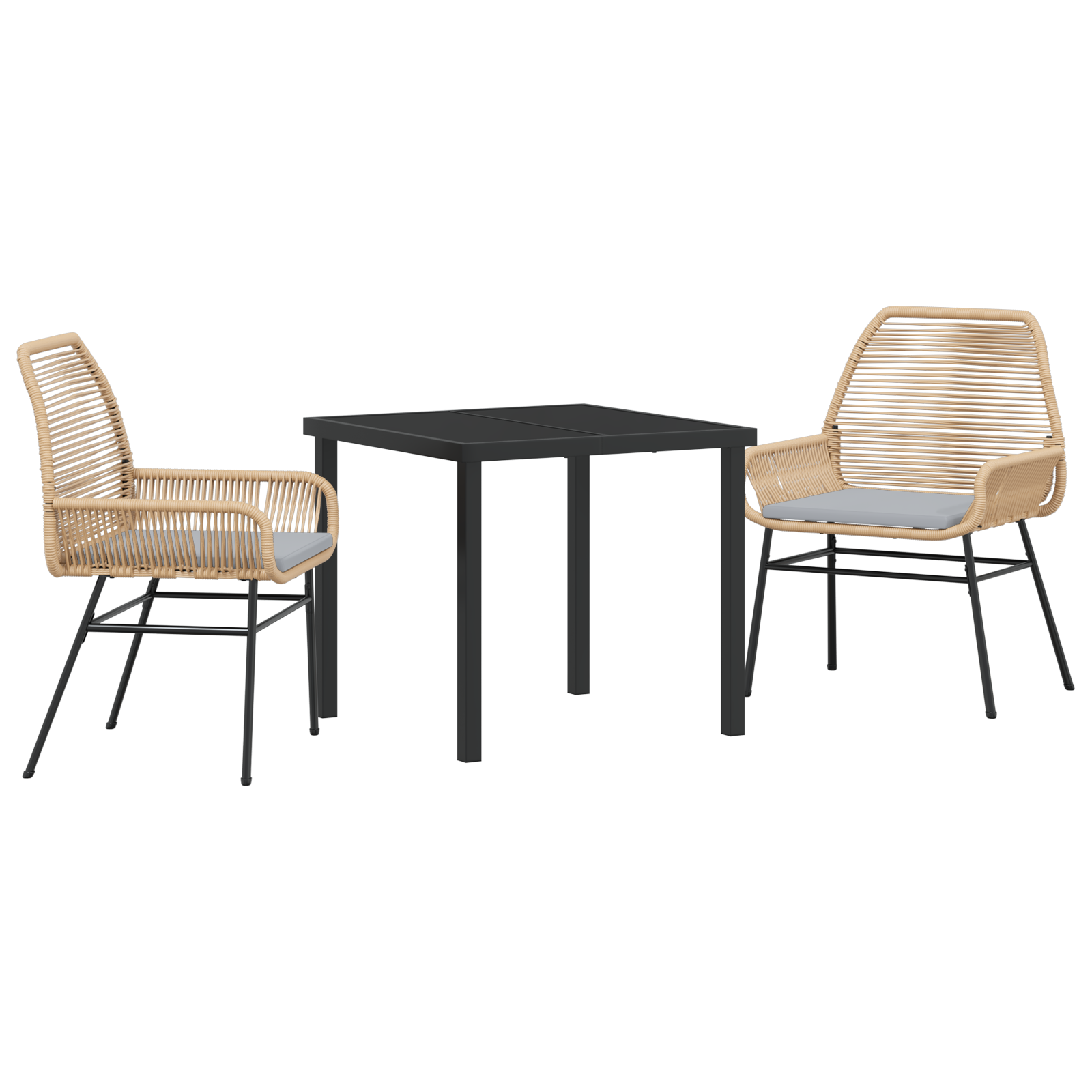 Thumbnail - vidaXL 3-teiliges Garten-Ess-Set mit Kissen Braun Poly-Rattan