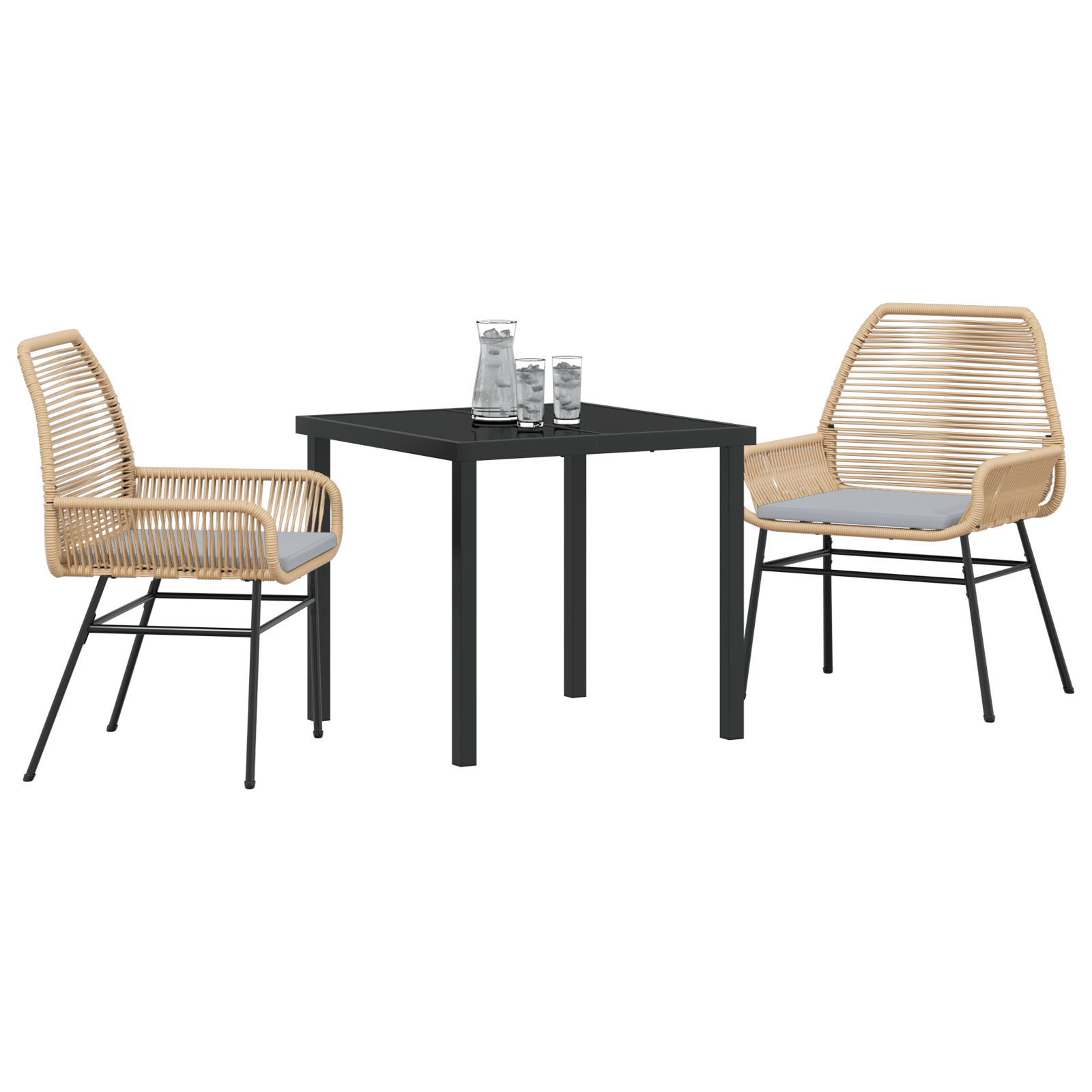 Thumbnail - vidaXL 3-teiliges Garten-Ess-Set mit Kissen Braun Poly-Rattan