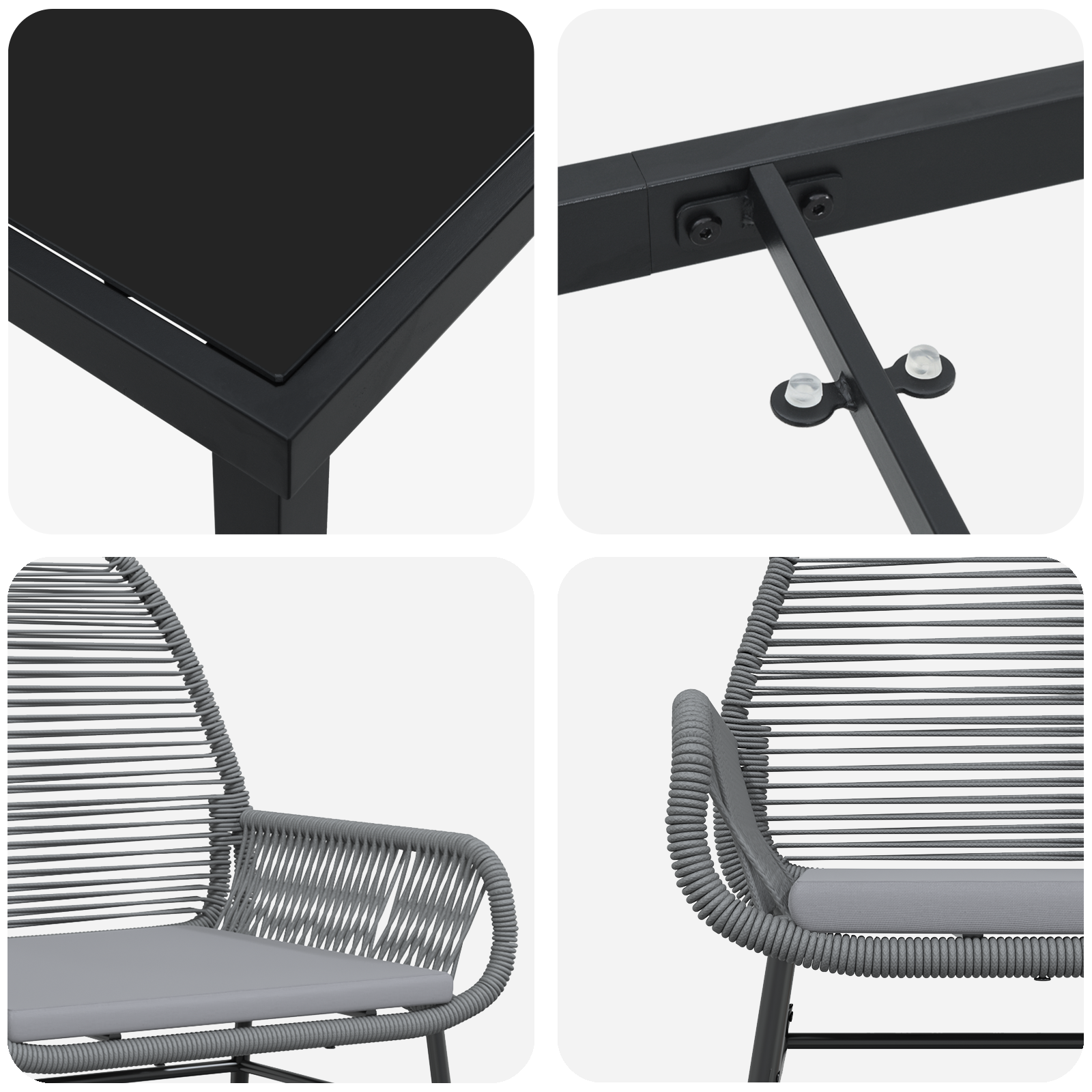 7 Piece Garden Dining Set with Cushions Grey Poly Rattan - Image 9