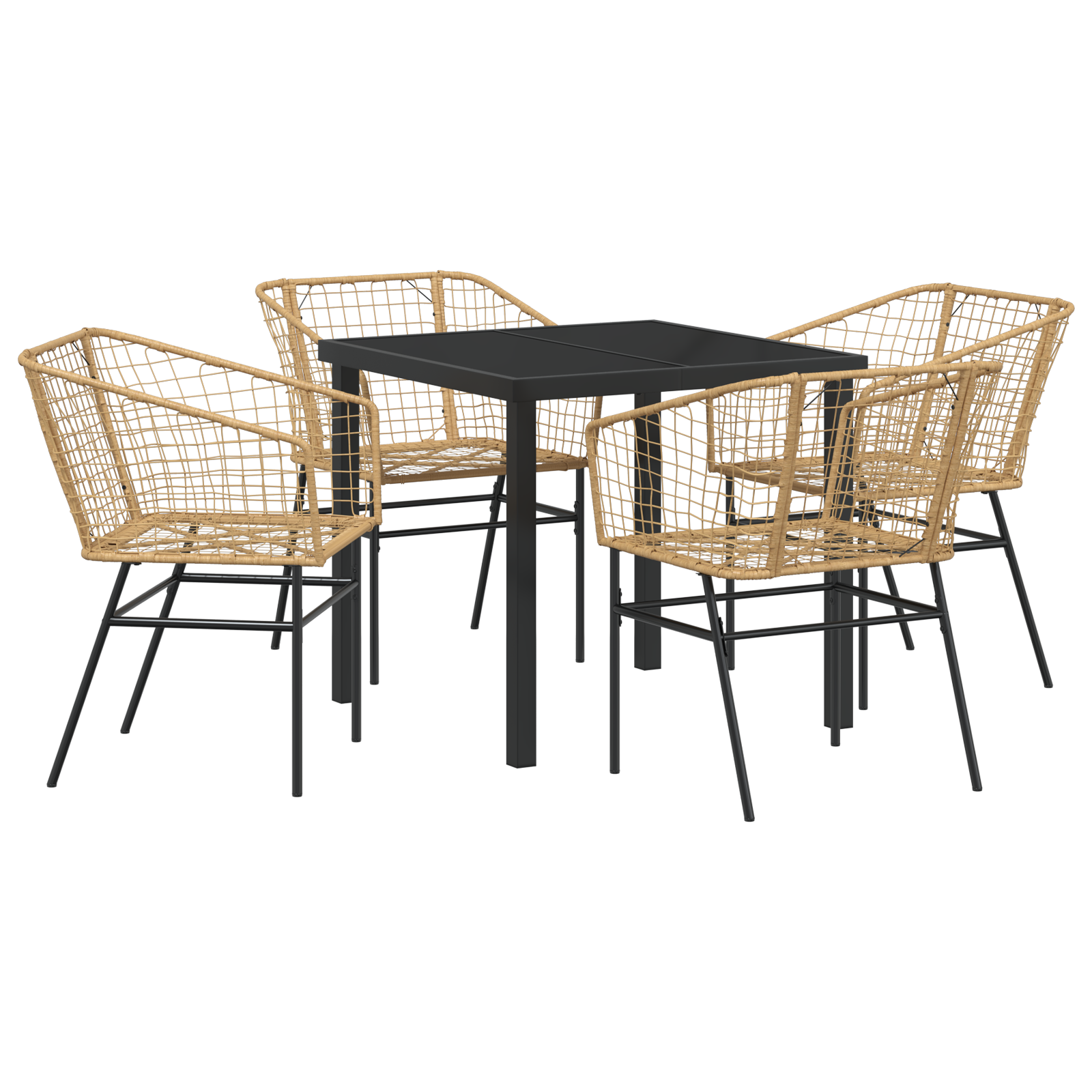 5 Piece Garden Dining Set Brown Poly Rattan - Image 2