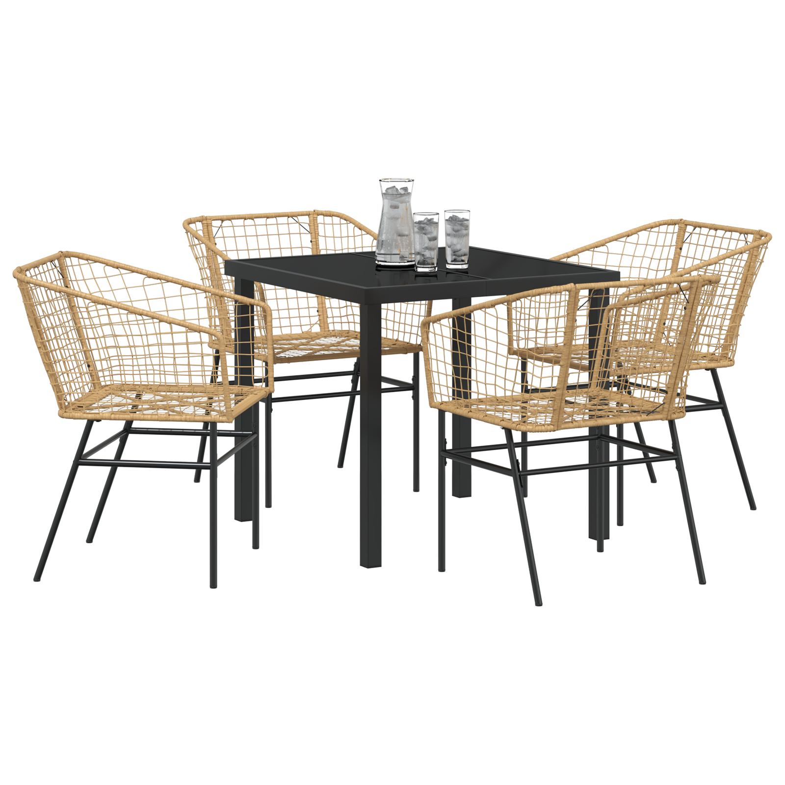 5 Piece Garden Dining Set Brown Poly Rattan - Image 3