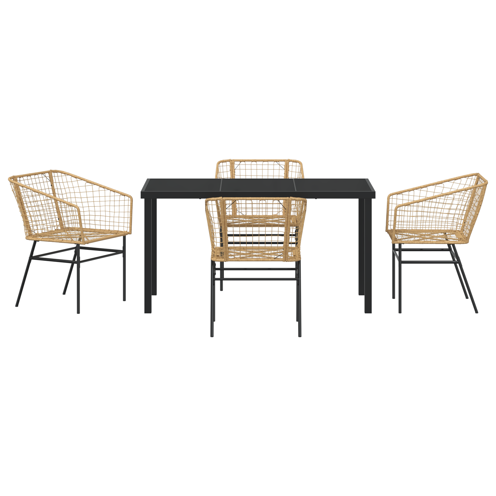 5 Piece Garden Dining Set Brown Poly Rattan - Image 7