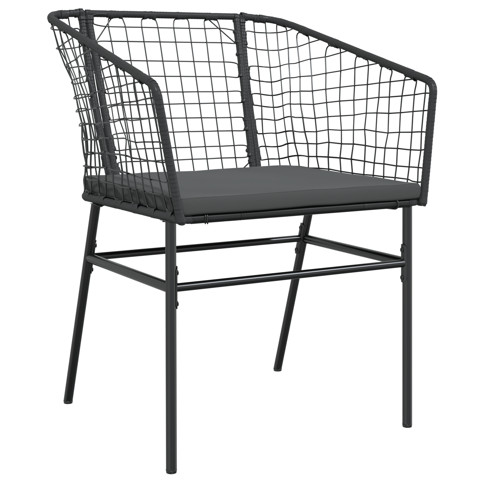 Set of 2 Black and Dark Grey PE Rattan, Powder-Coated Steel - Image 6