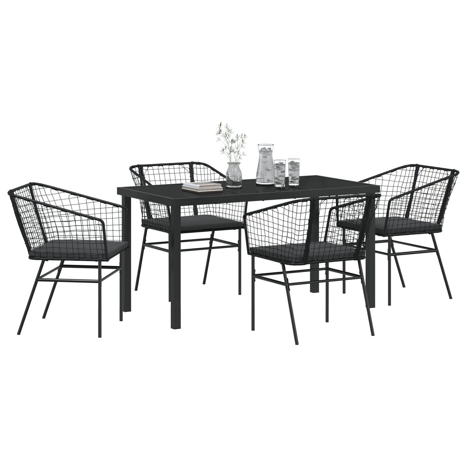 Thumbnail - vidaXL 5-teiliges Gartenset mit Kissen Schwarz Poly Rattan