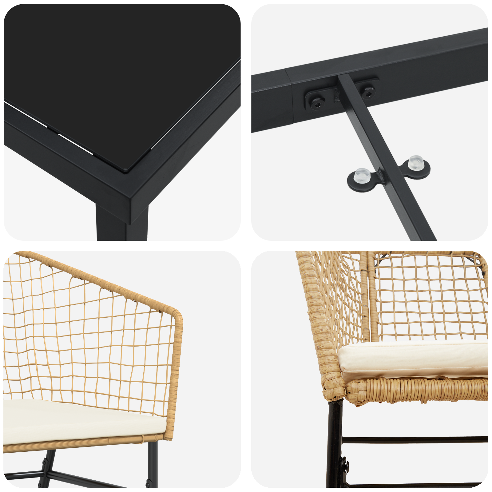 5 Piece Garden Dining Set with Cushions Brown Poly Rattan - Image 9