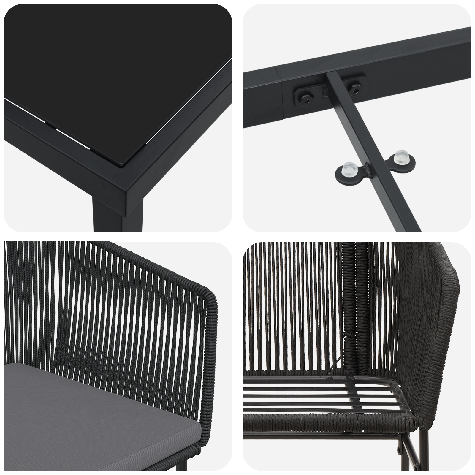 комплект градински мебели с възглавници черен полиратан - Image 9