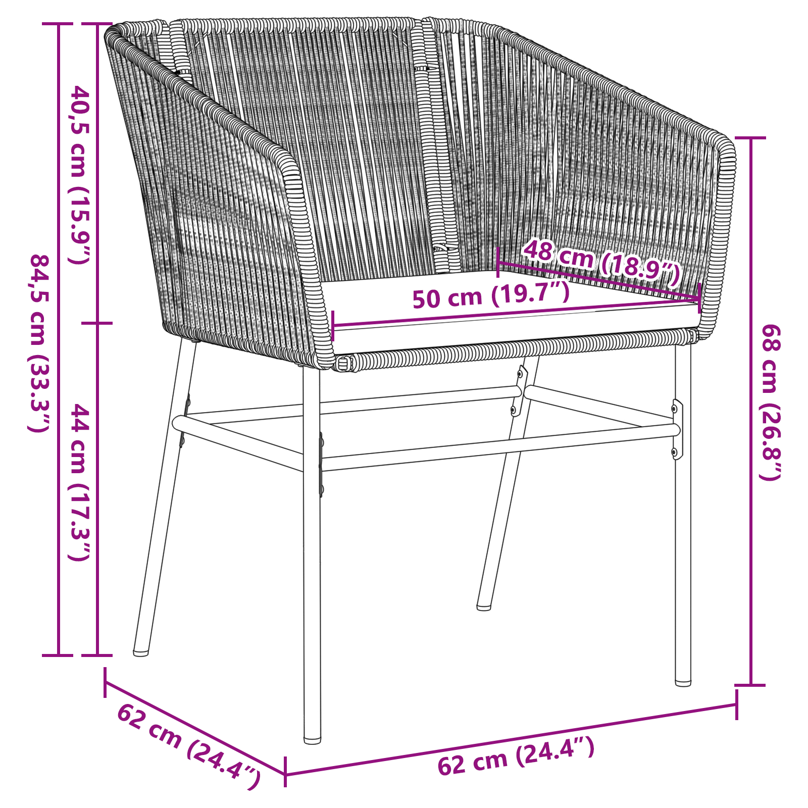 комплект градински мебели с възглавници черен полиратан - Image 10