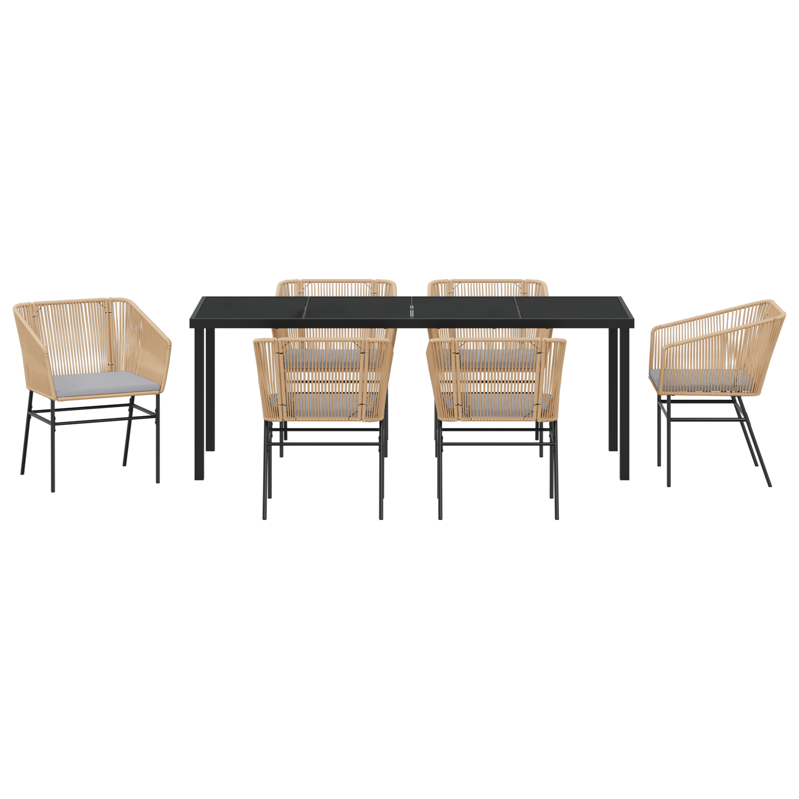 7-частен комплект за хранене с възглавници Кафяв полиратан - Image 7