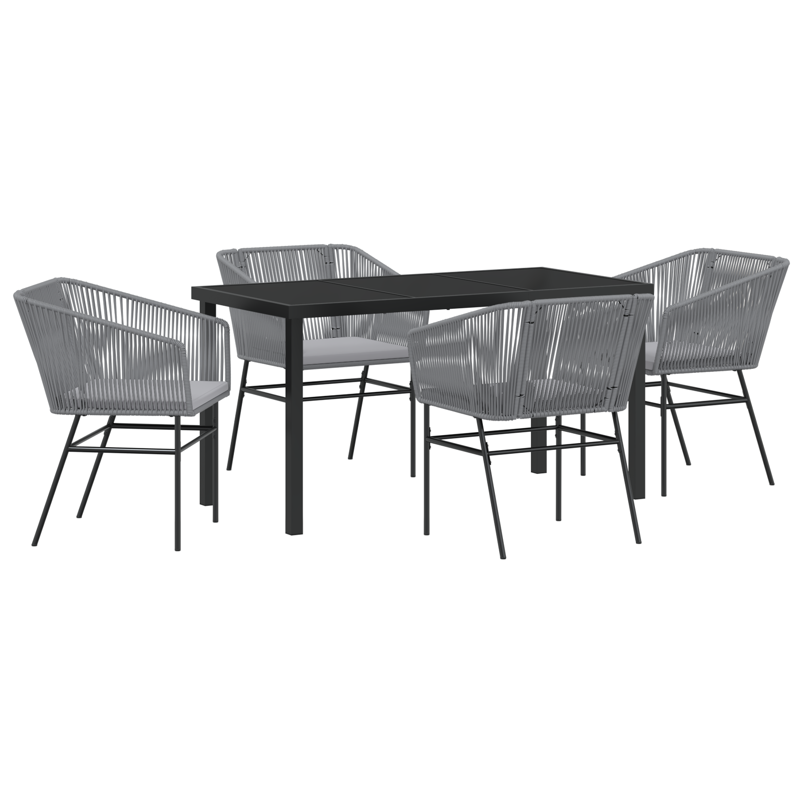 Thumbnail - vidaXL 5-teiliges Garten-Ess-Set mit Kissen Grau Poly Rattan