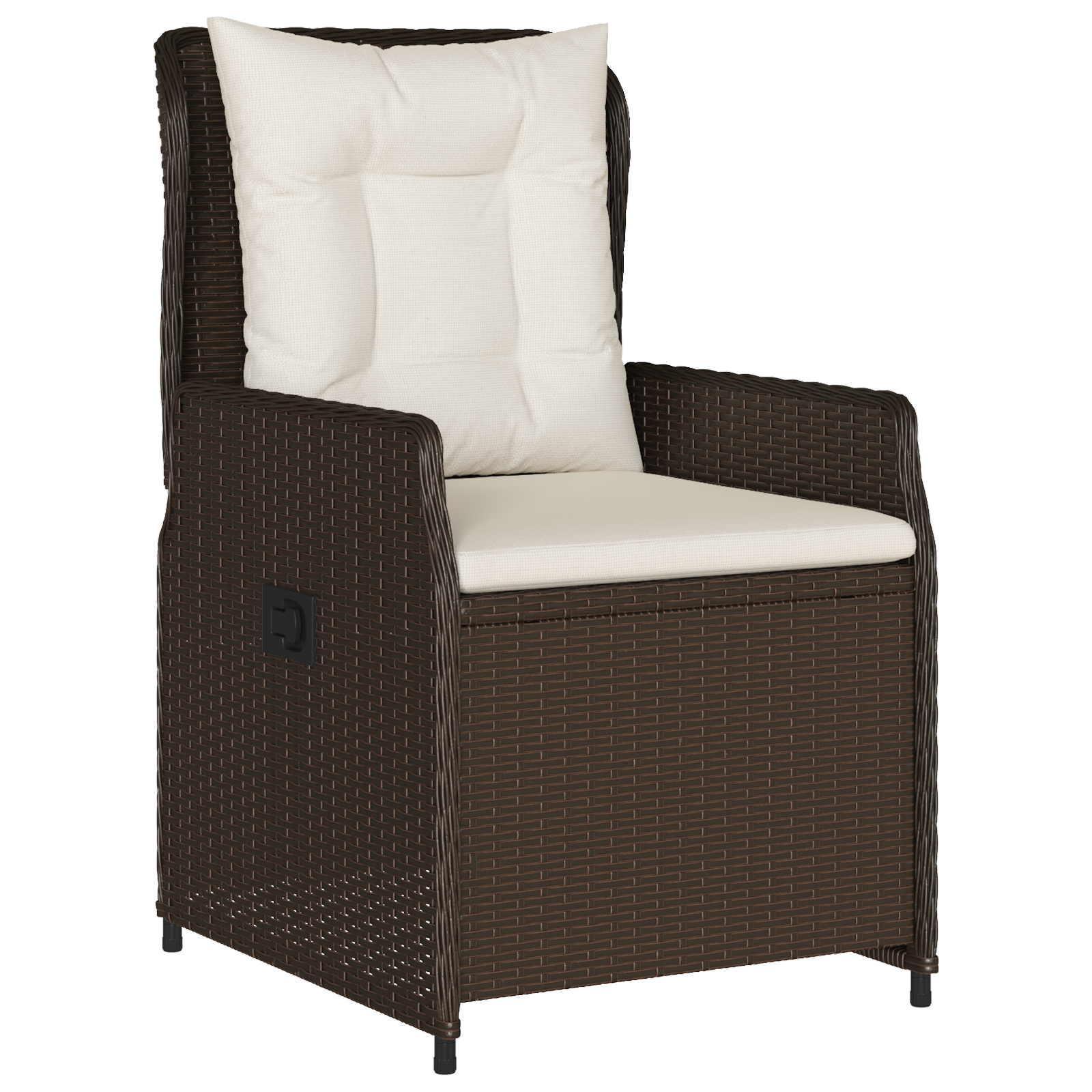 Conjunto de Jantar de 5 Peças Castanho Poliéster Rattan, Mesa de Jardim Preta 160x80x73 cm Vidro Temperado