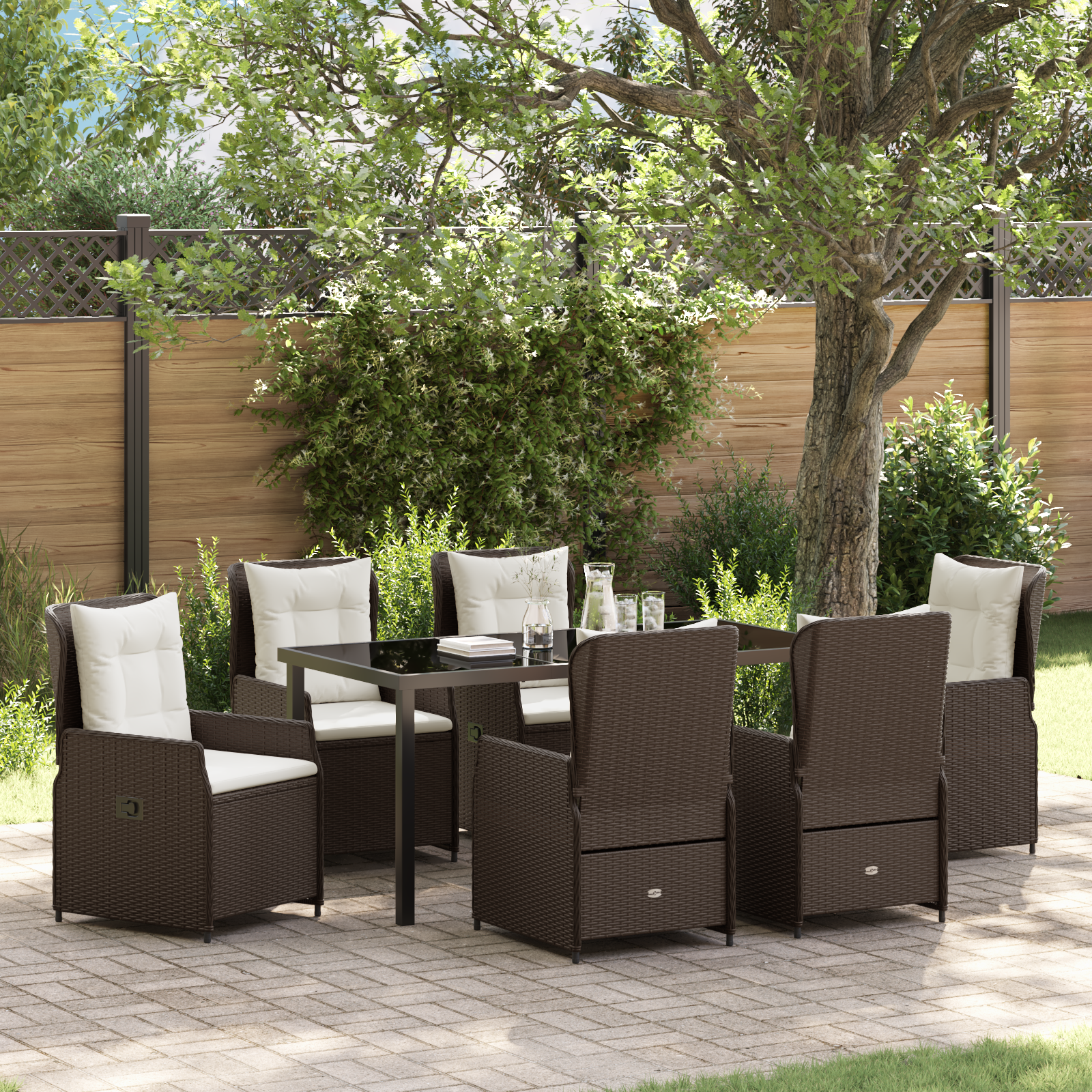 Thumbnail - vidaXL 7-teiliges Gartentischset in Braun aus Poly Rattan