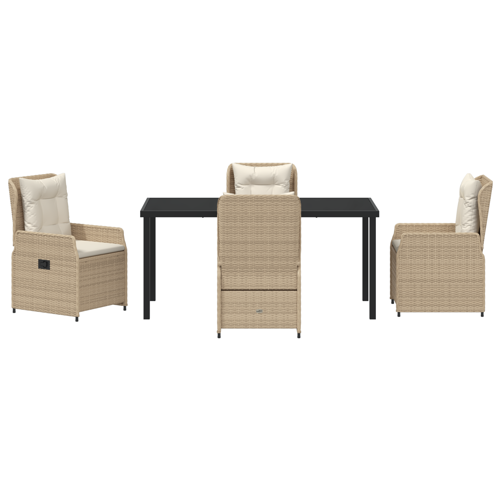 Conjunto de Jantar de 5 Peças em Rattan Bege