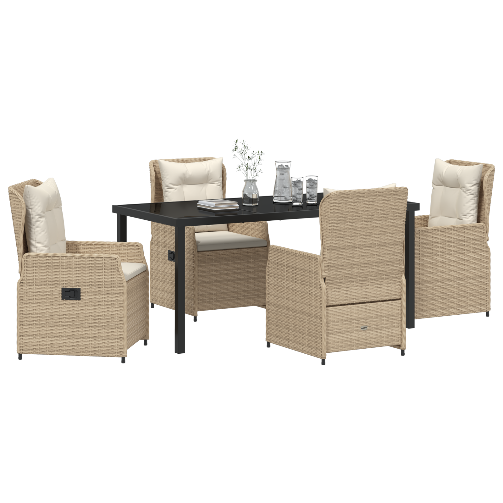 Conjunto de Jantar de 5 Peças em Rattan Bege