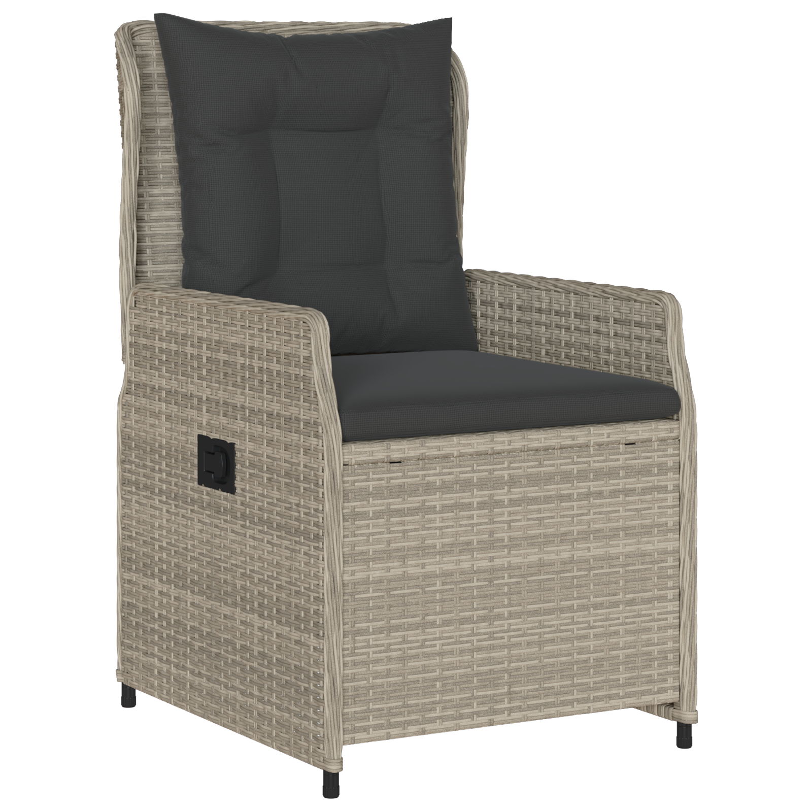 Conjunto de Jantar de 5 Peças para Jardim Cinza Claro de Rattan Poliéster, Mesa de Jardim Preta 80x80x73 cm Vidro Temperado