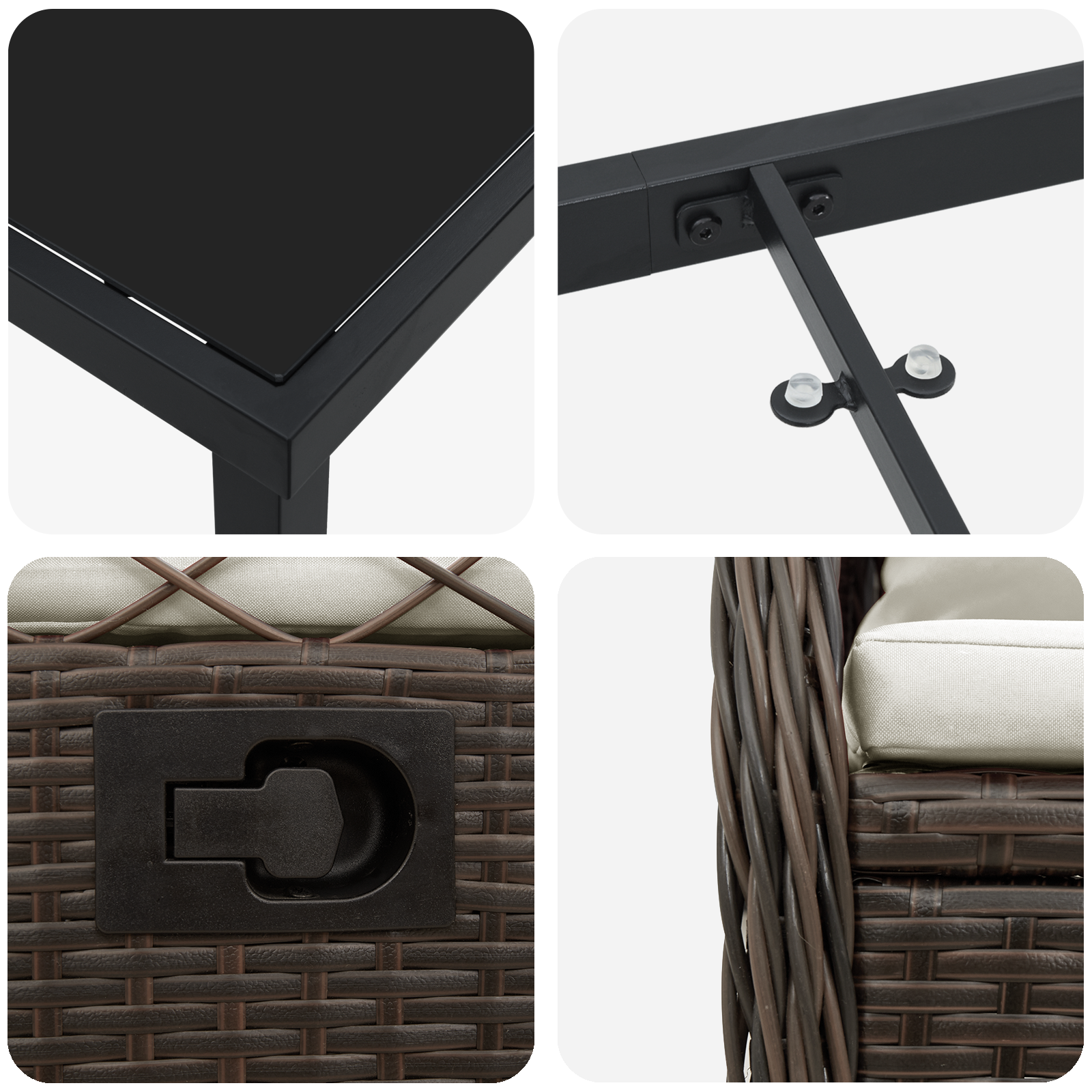 Conjunto de Jantar para Jardim 5 Peças em Rattan Sintético Castanho