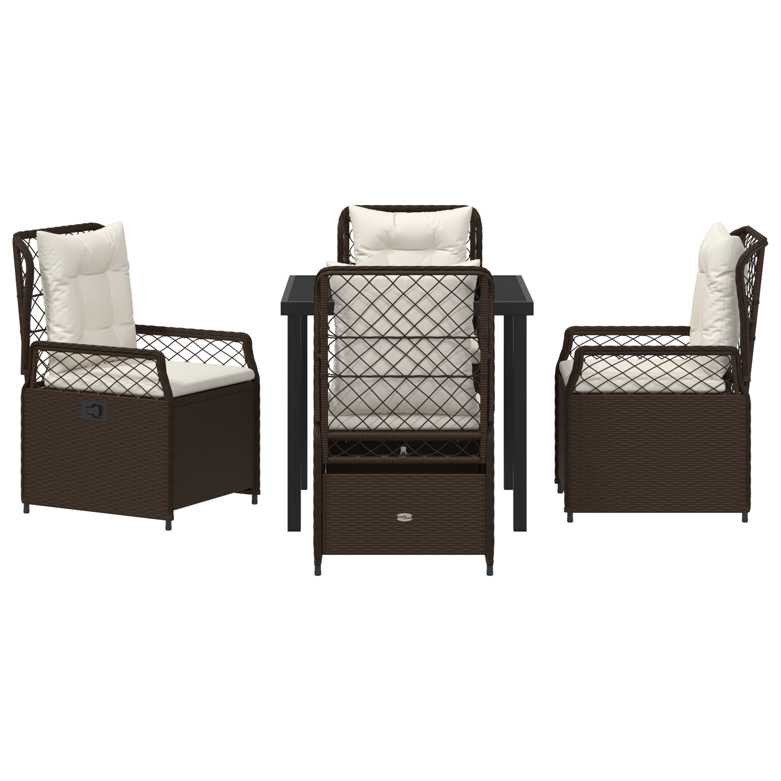 Conjunto de Jantar para Jardim 5 Peças em Rattan Sintético Castanho