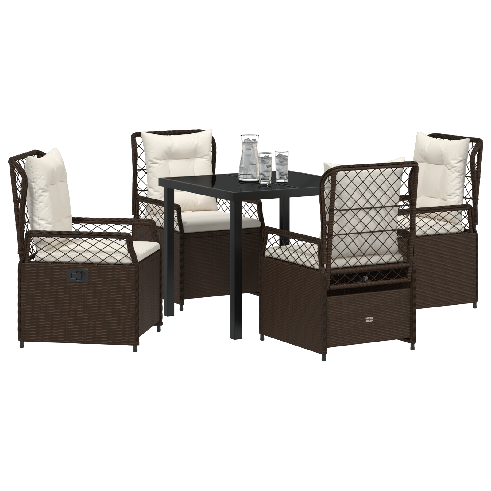 Conjunto de Jantar para Jardim 5 Peças em Rattan Sintético Castanho