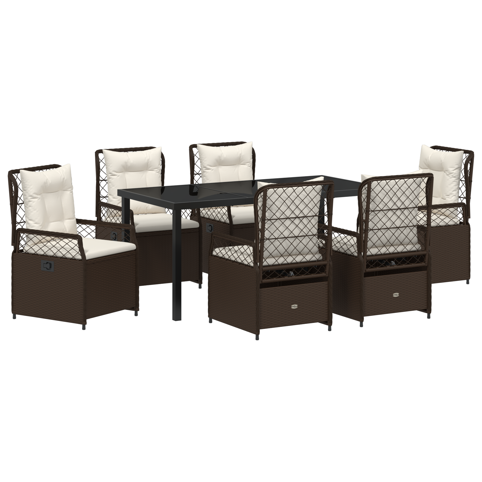 Thumbnail - vidaXL 7-teiliges Garten-Esszimmer Set - Braun aus Poly Rattan