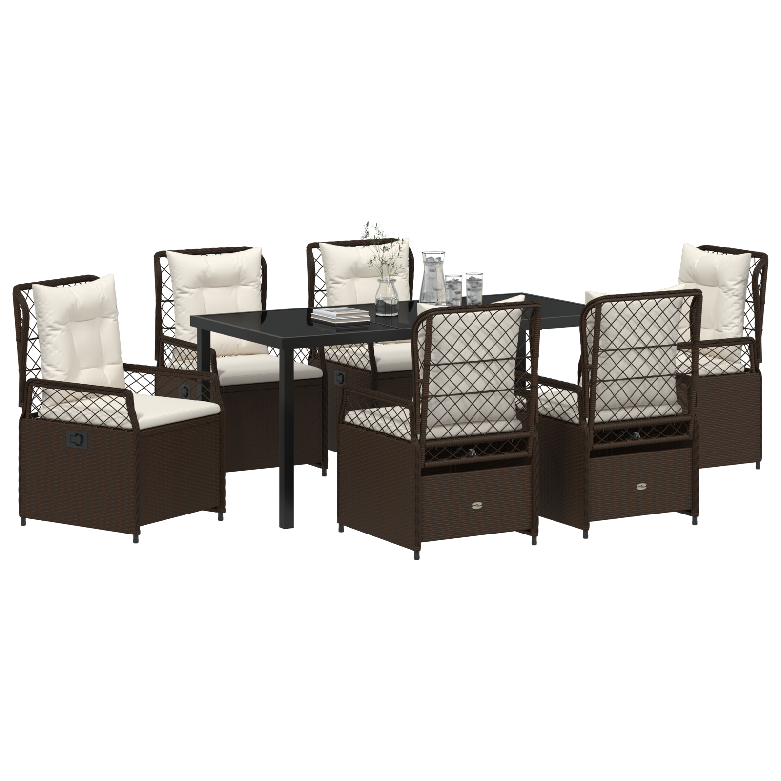 Thumbnail - vidaXL 7-teiliges Garten-Esszimmer Set - Braun aus Poly Rattan