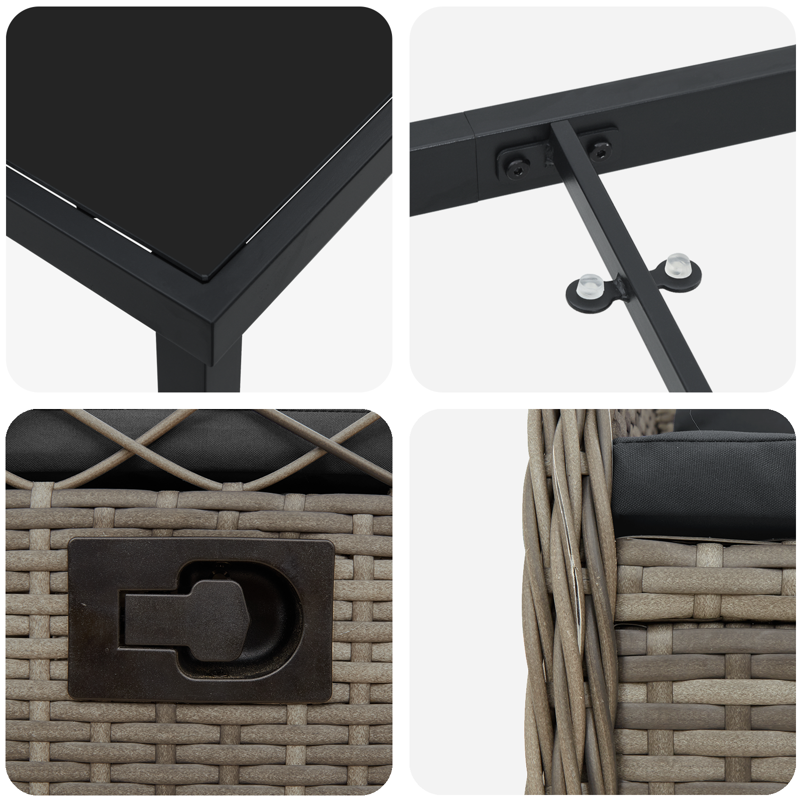 Conjunto de Jantar de Jardim 5 Peças Rattan Polímero Cinza