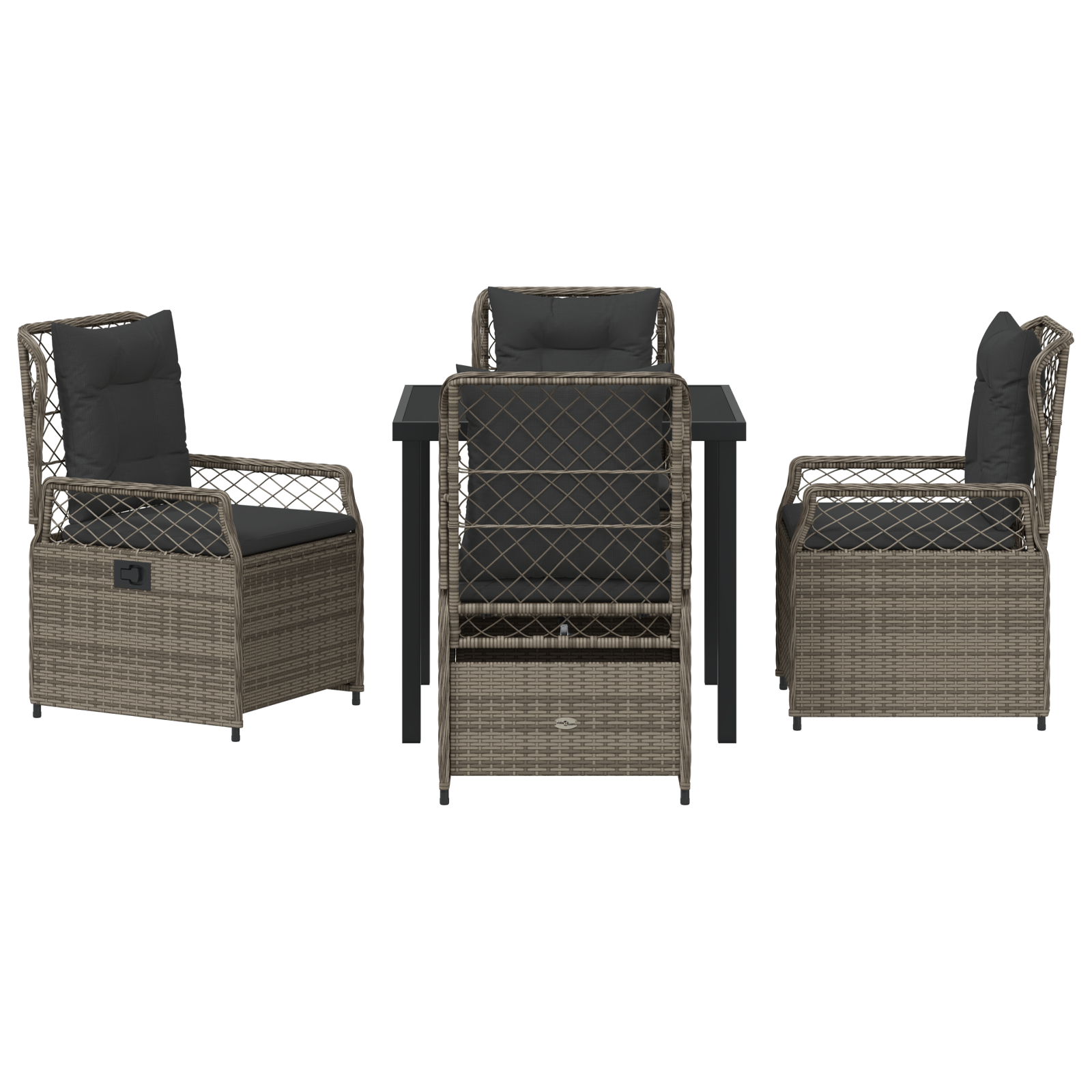 Conjunto de Jantar de Jardim 5 Peças Rattan Polímero Cinza