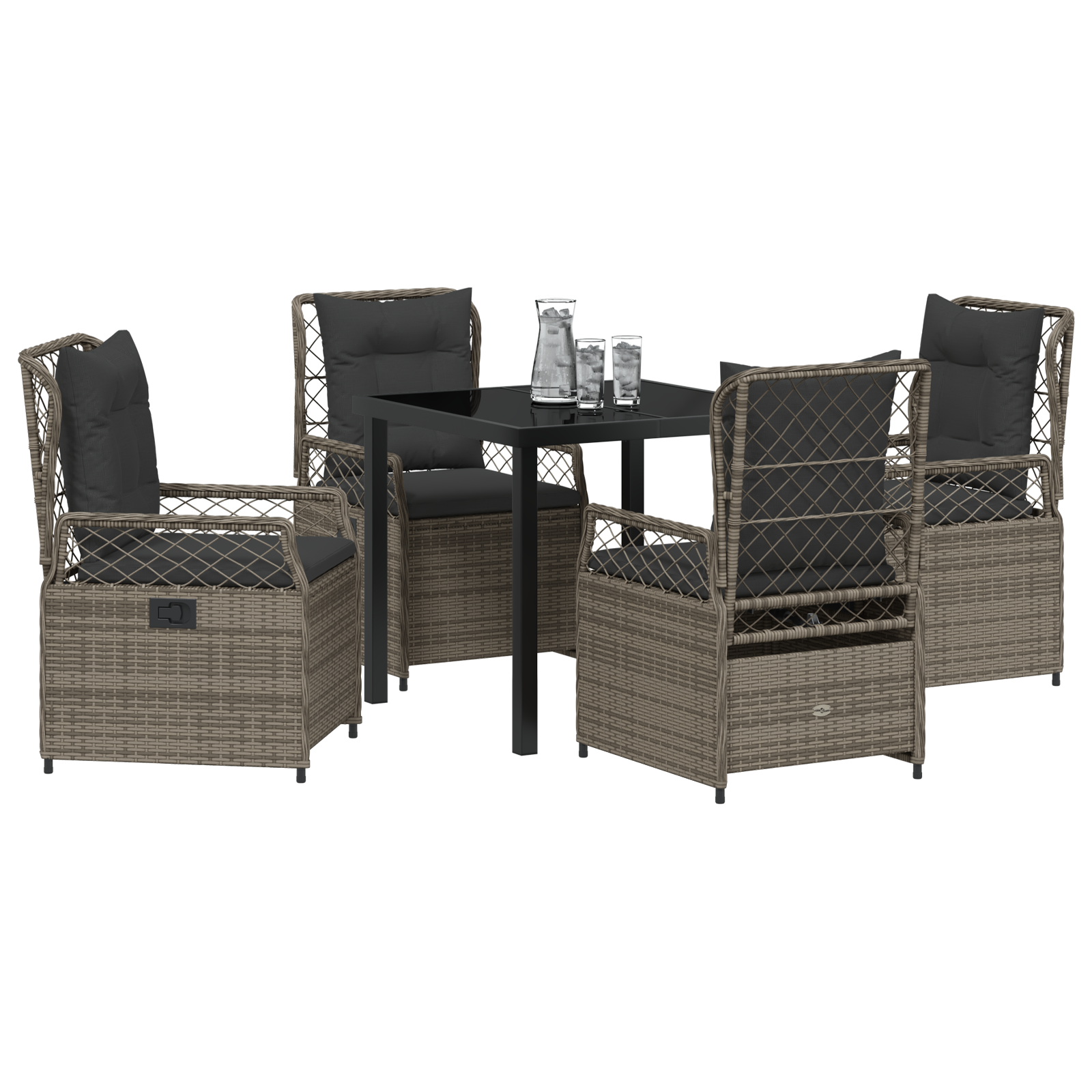 Conjunto de Jantar de Jardim 5 Peças Rattan Polímero Cinza