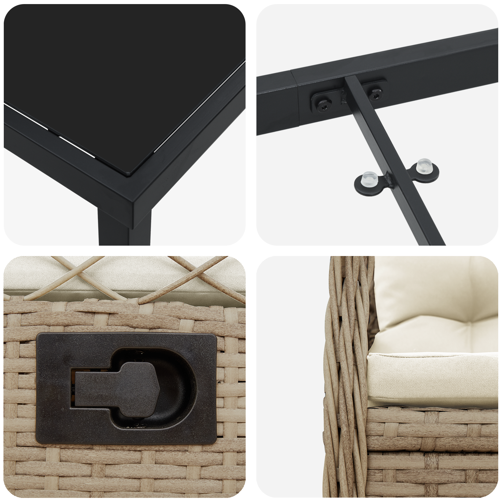 Conjunto de Jantar de Jardim 5 Peças Bege Rattan Polimérico