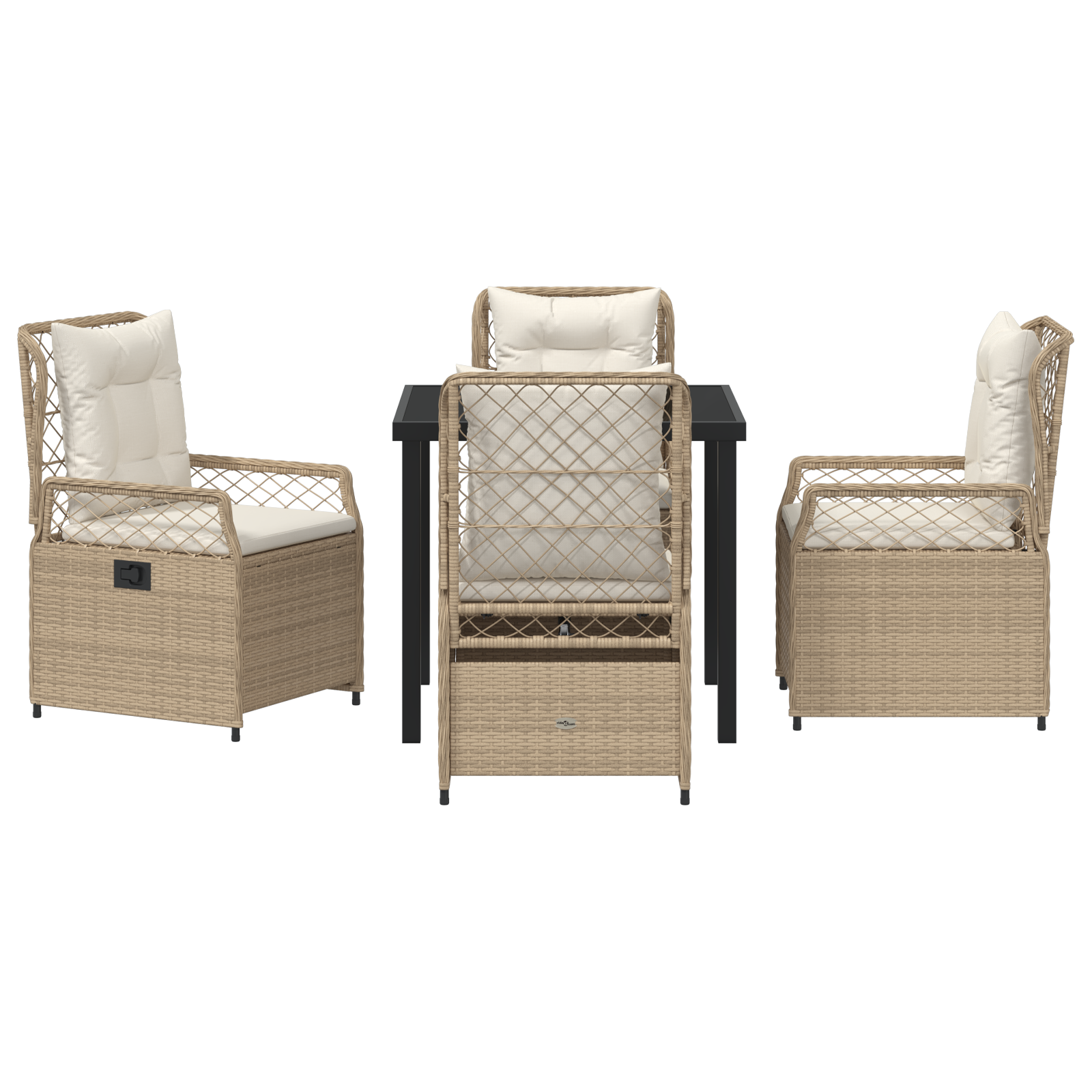 Conjunto de Jantar de Jardim 5 Peças Bege Rattan Polimérico