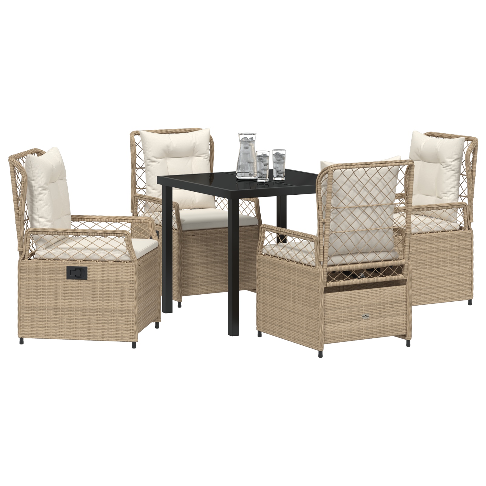 Conjunto de Jantar de Jardim 5 Peças Bege Rattan Polimérico