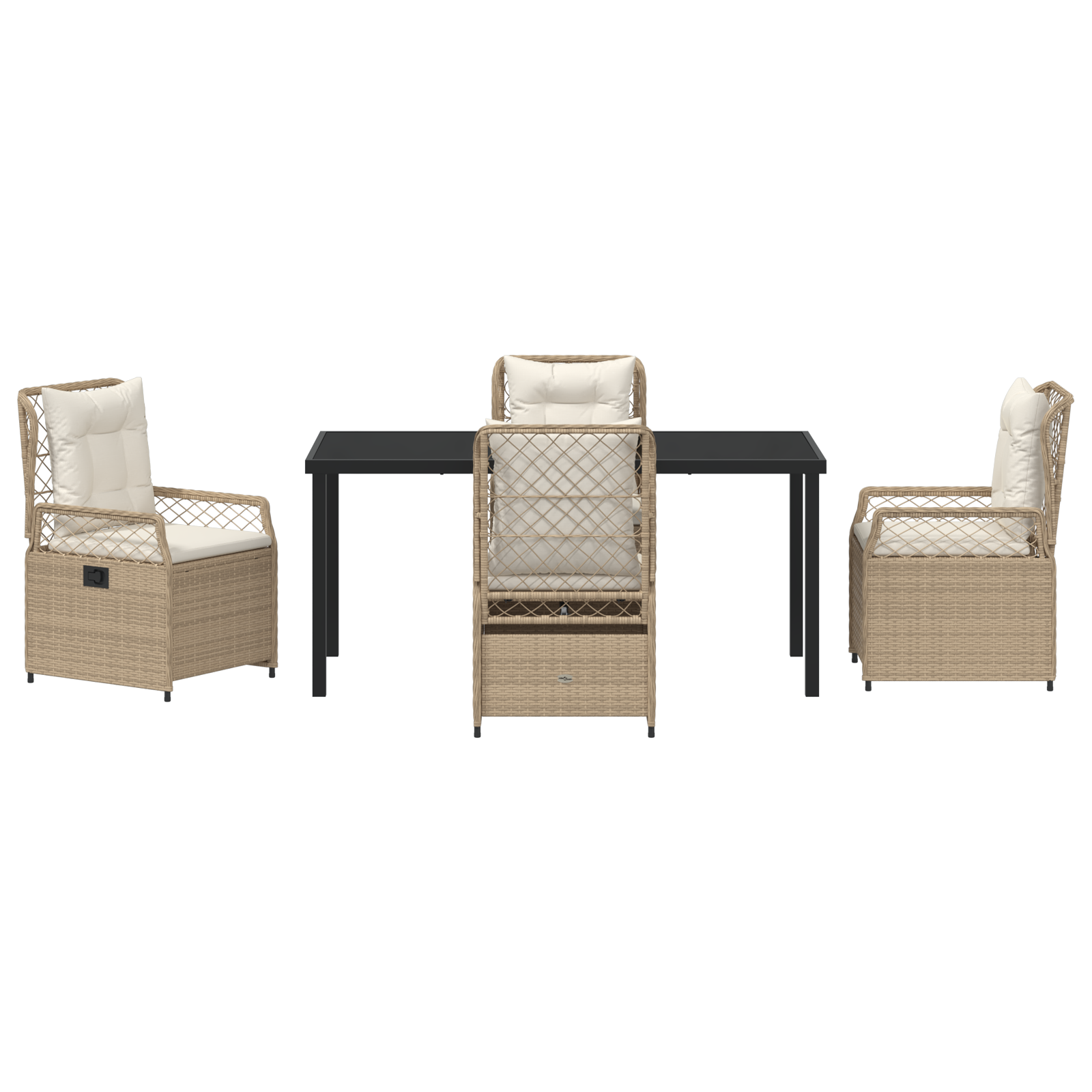 Conjunto de Jantar de Jardim 5 Peças Bege Rattan Poliéster