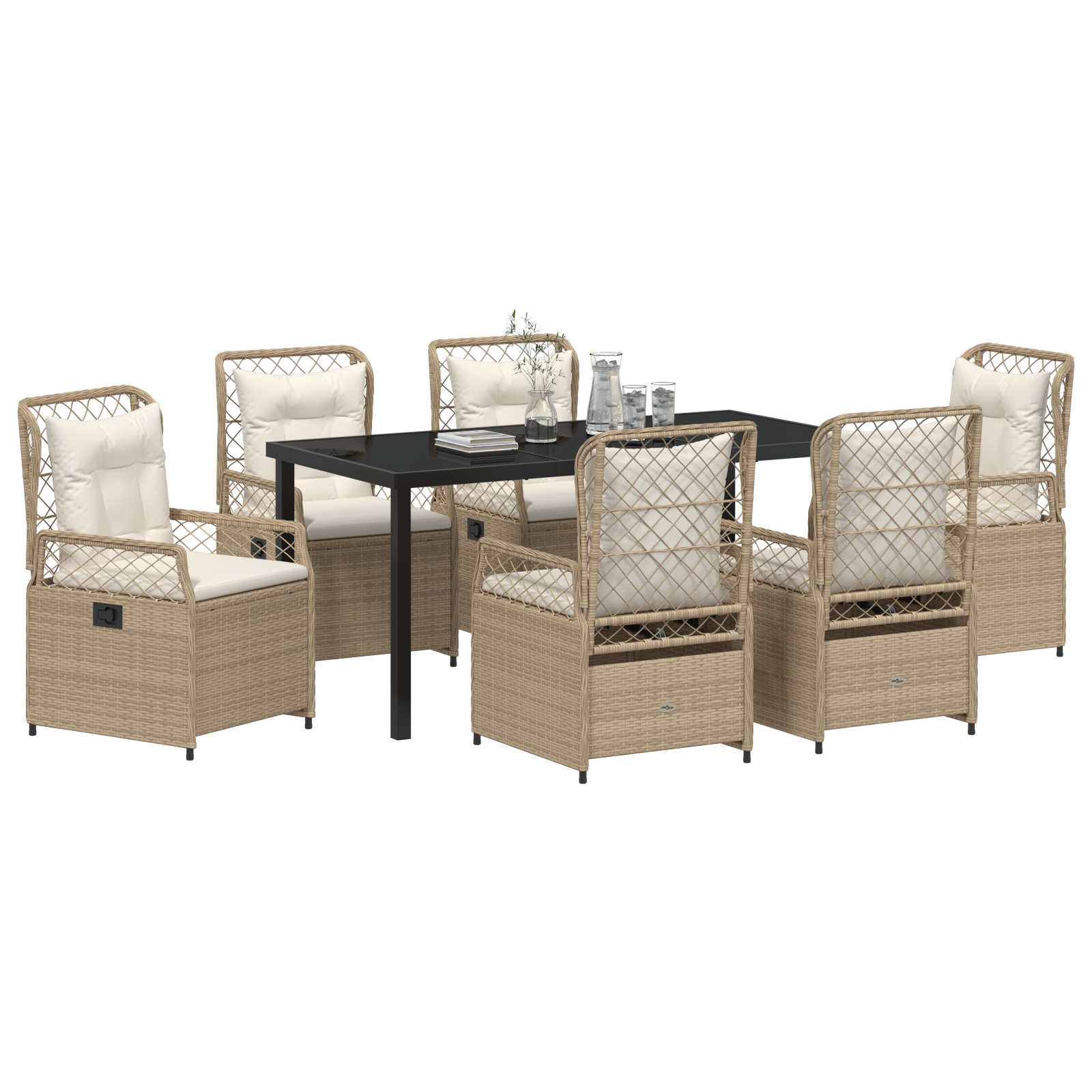 Thumbnail - vidaXL 7-teiliges Garten-Esszimmer Set aus beigem Poly Rattan