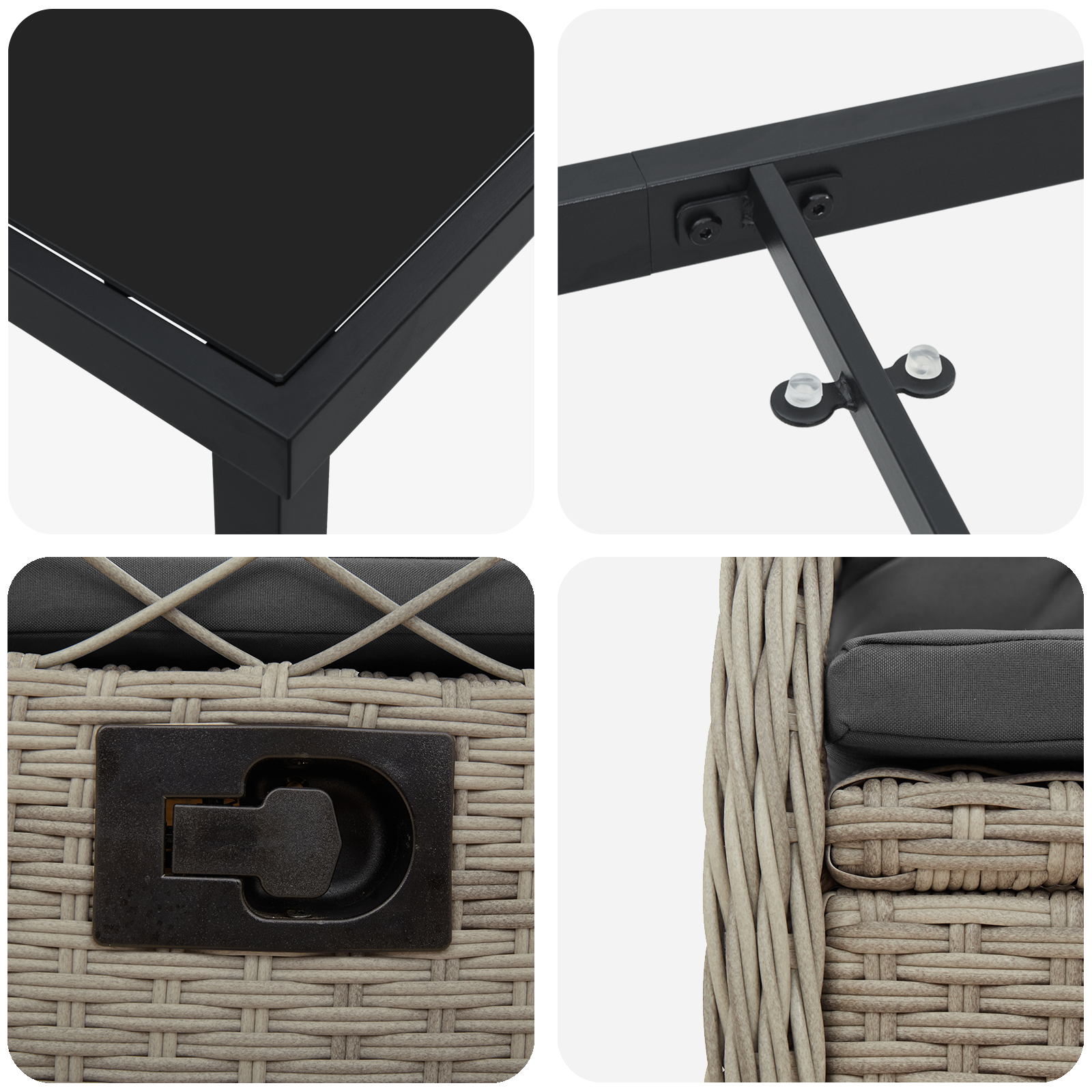 Conjunto de Jantar para Jardim de 7 Peças Cinzento Claro Vime PE