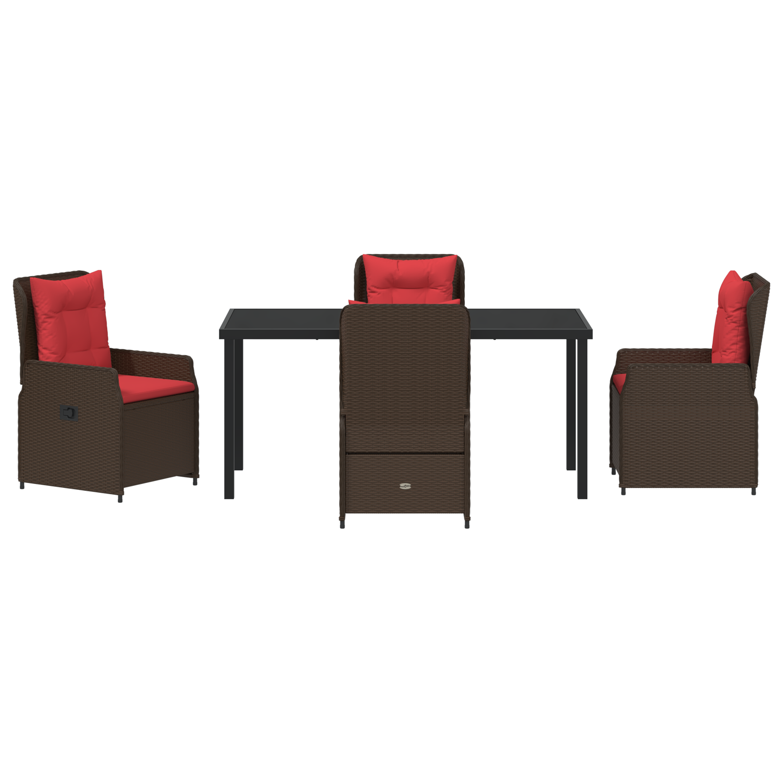 5-частен комплект за хранене в градината кафяв полиестерен ратан - Image 7