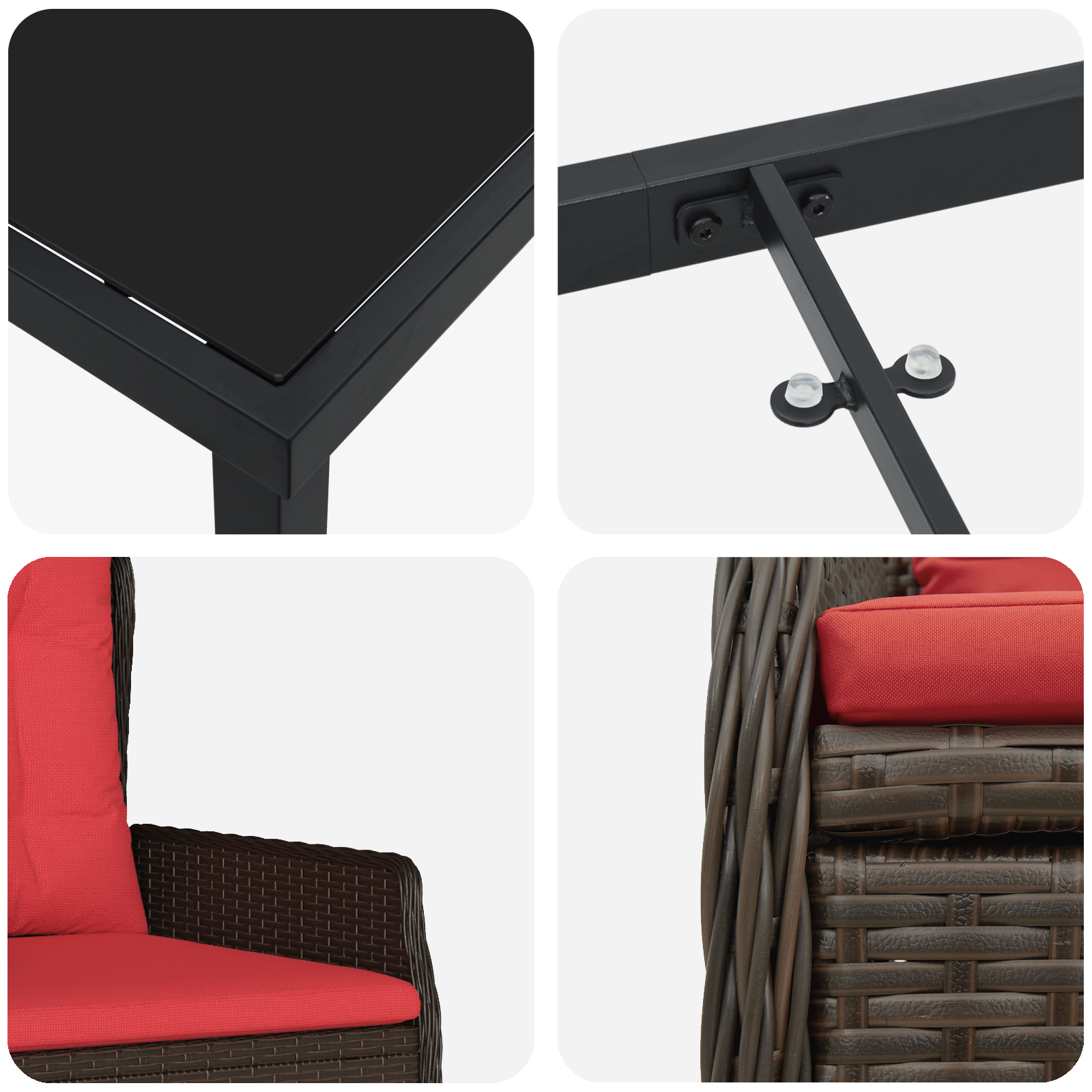 7 частен градински комплект за хранене кафяв полиратан - Image 9