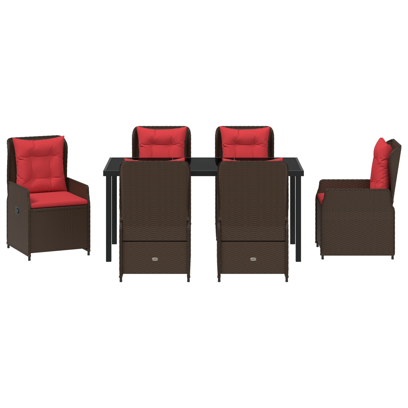 7 частен градински комплект за хранене кафяв полиратан - Image 7