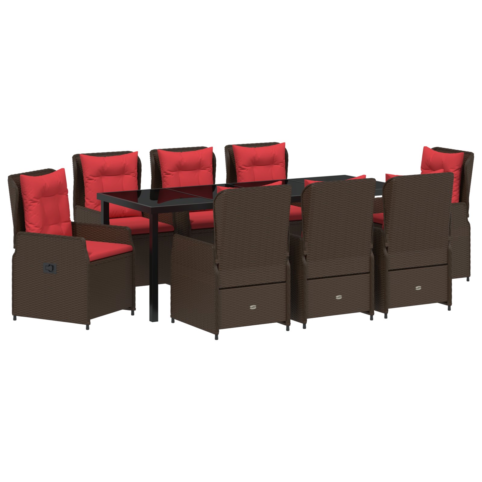 Thumbnail - vidaXL 9-teiliges Garten-Esszimmer-Set, Braun, Poly Rattan