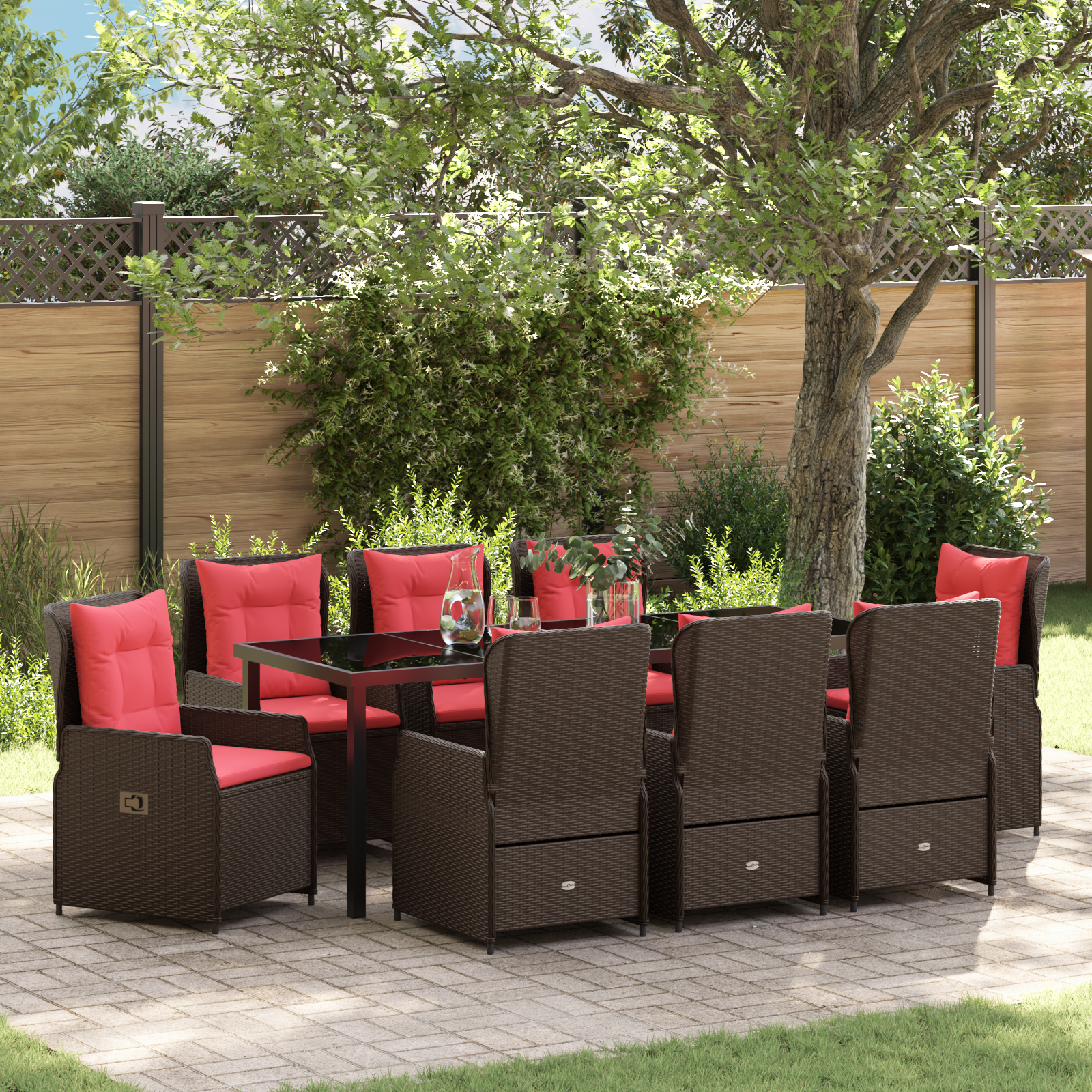 Thumbnail - vidaXL 9-teiliges Garten-Esszimmer-Set, Braun, Poly Rattan