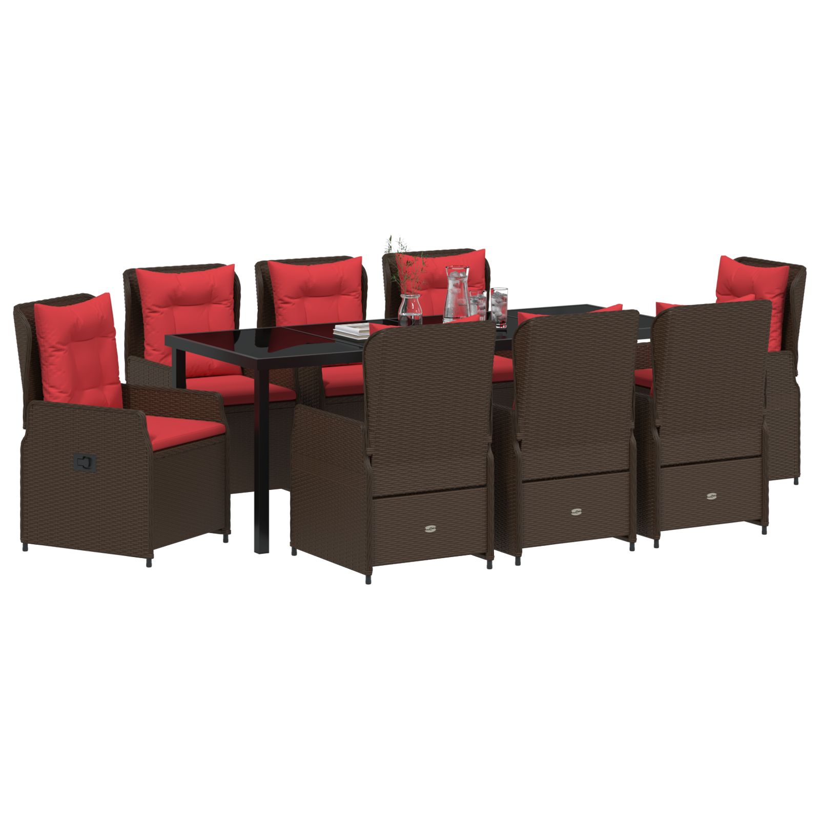 Thumbnail - vidaXL 9-teiliges Garten-Esszimmer-Set, Braun, Poly Rattan