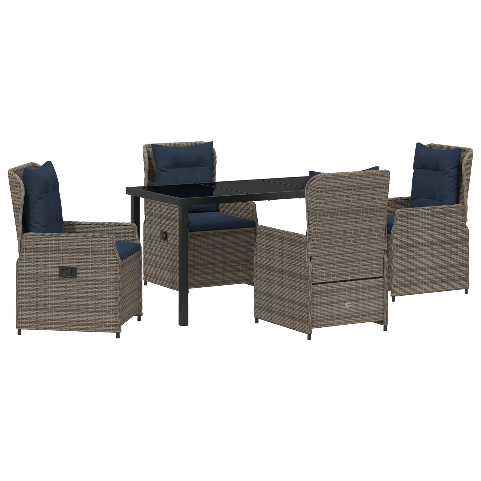 5 части градински комплект за хранене в сив цвят от поли ратан - Image 2