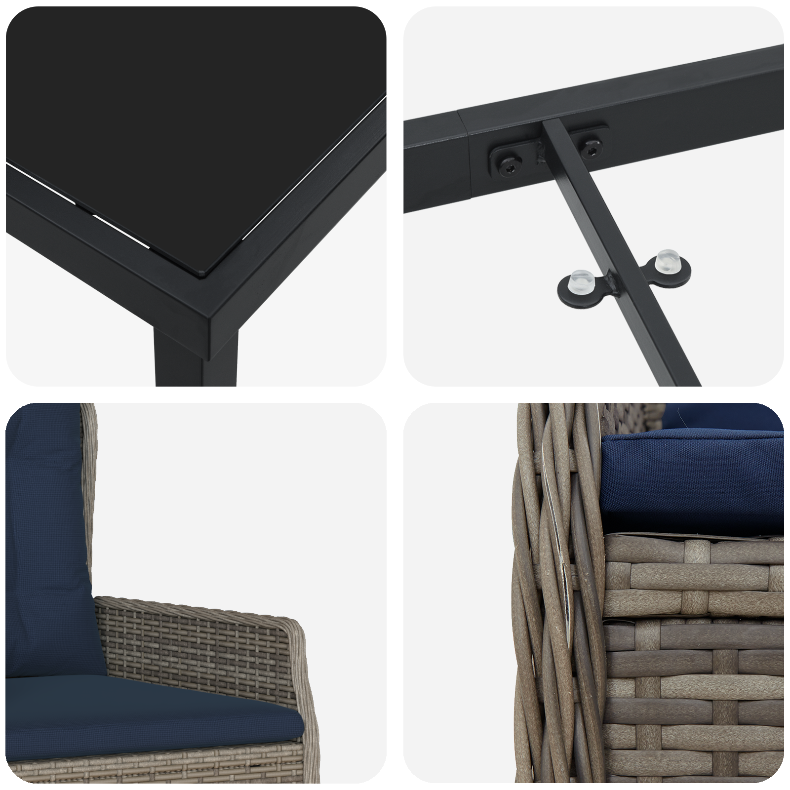 7 Членен Комплект Градински Мебели Сив Полимерен Ратан - Image 9