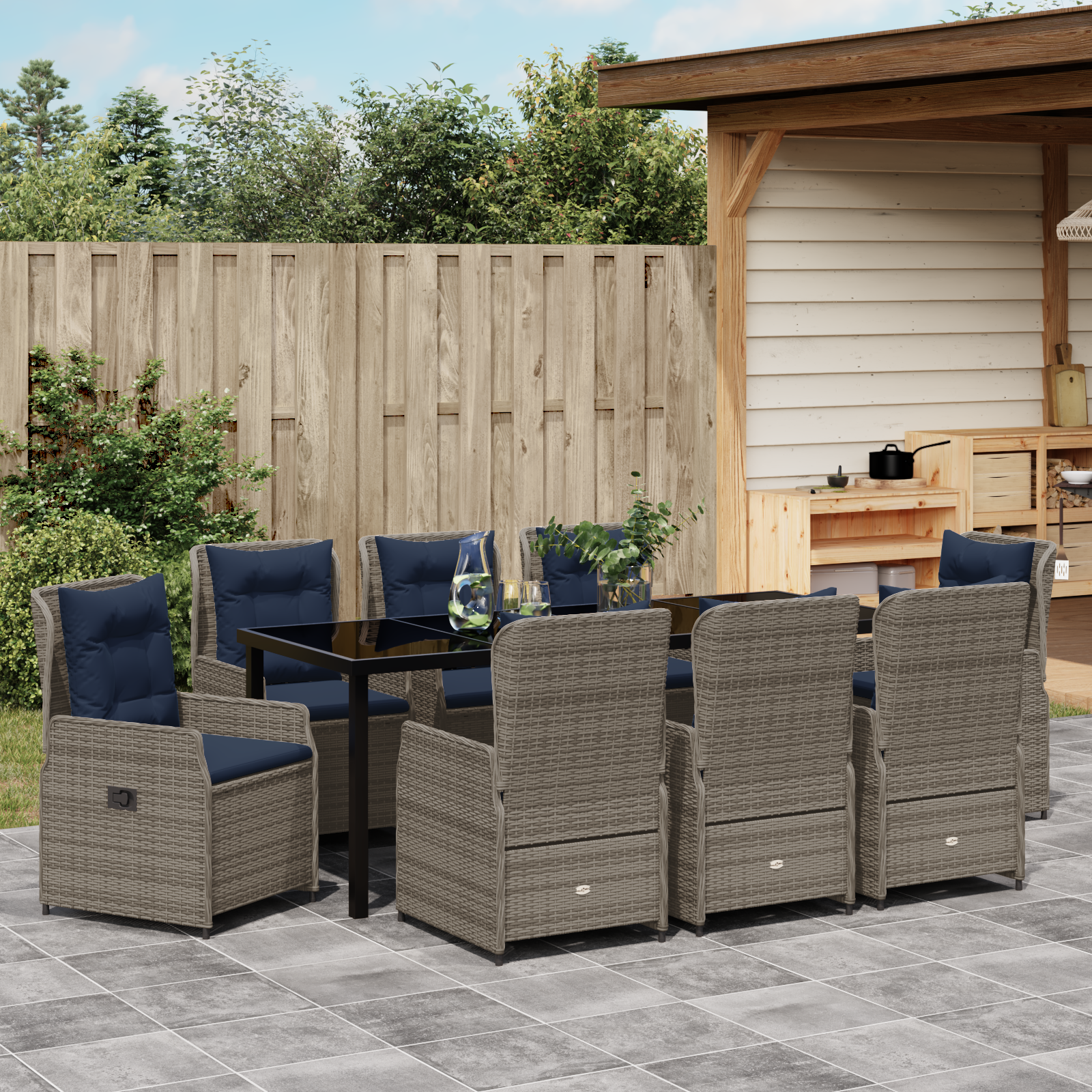 9 Часова Градинска Хранителна Комплектация Сив Поли Ратан - Image 4