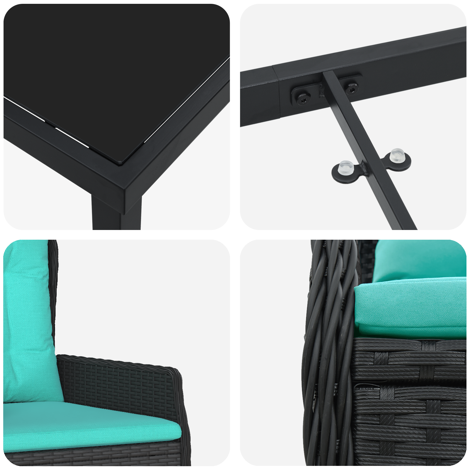 5 Часовно Градинско Мебели Черен Полиратан - Image 9