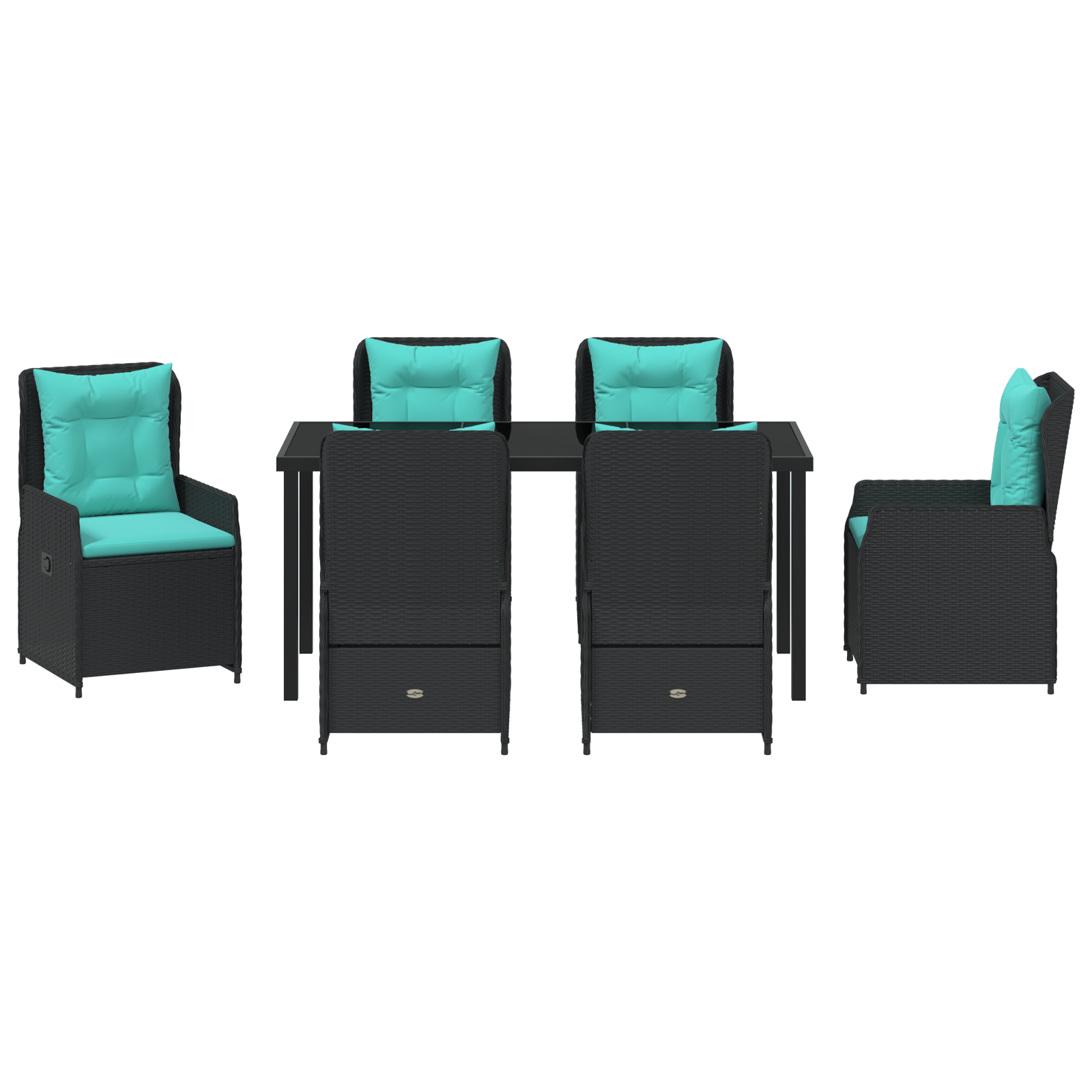 Комплект от 7 Части Градинска Трапеза Черен Полирани Ратан - Image 7